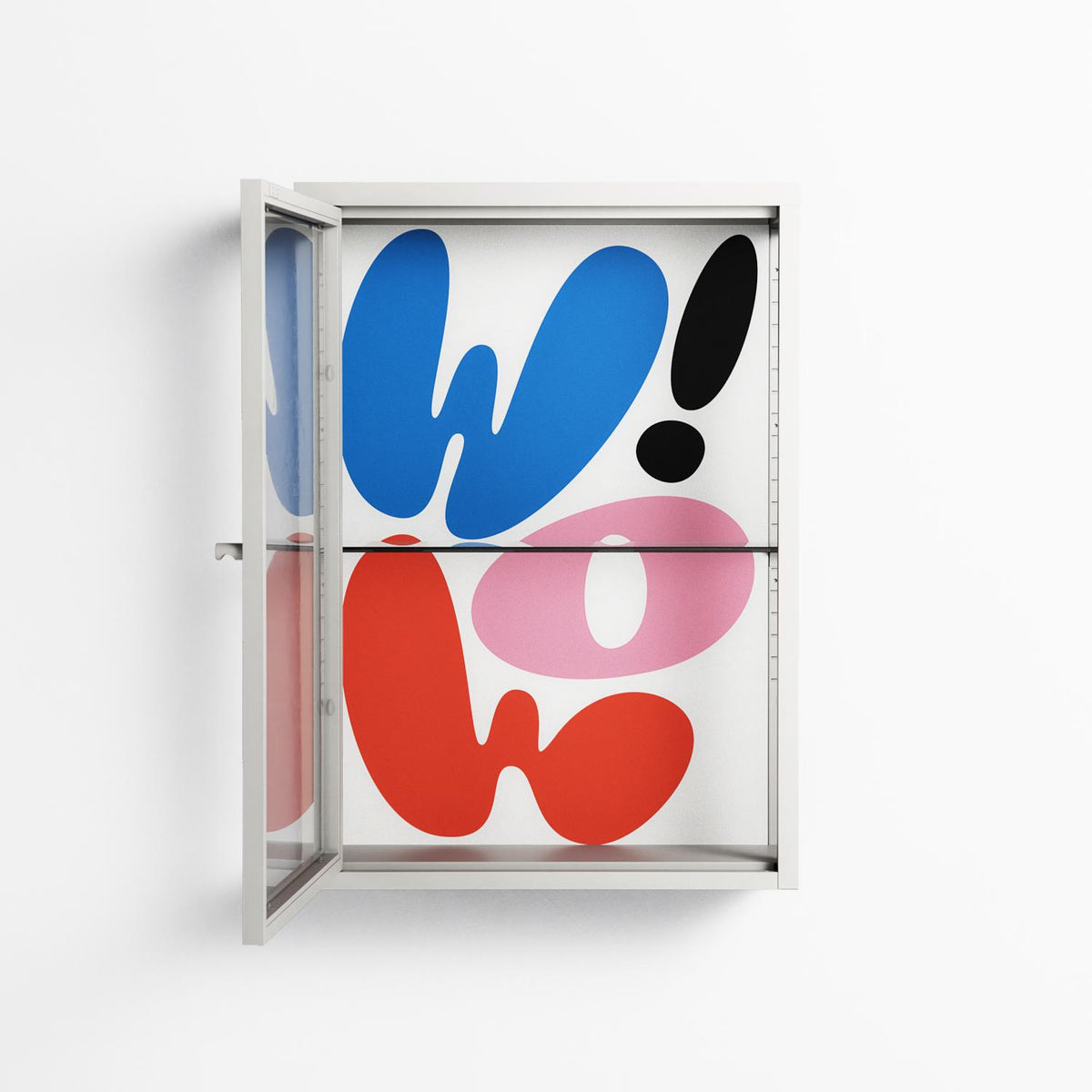 Wow - Wall Cabinet - Vratislav Pecka - Chalk - Clear glass