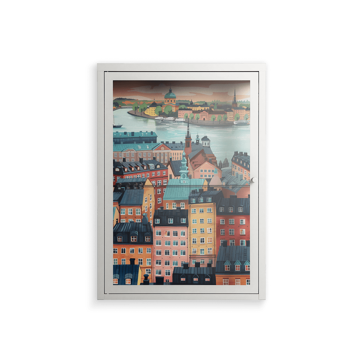 Gamla Stan - Wall Cabinet - Nur Rydberg - Chalk - Clear glass