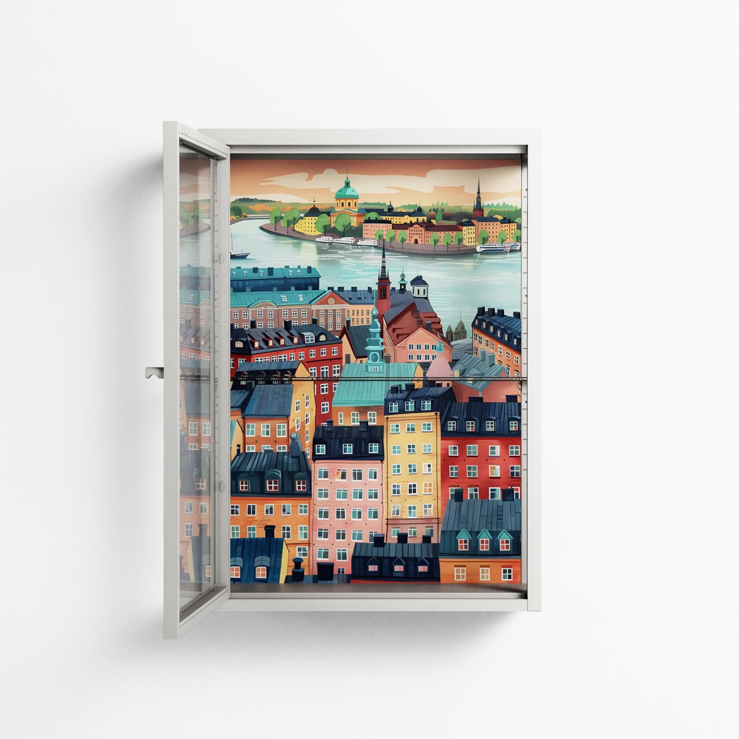 Gamla Stan - Wall Cabinet - Nur Rydberg - Chalk - Clear glass