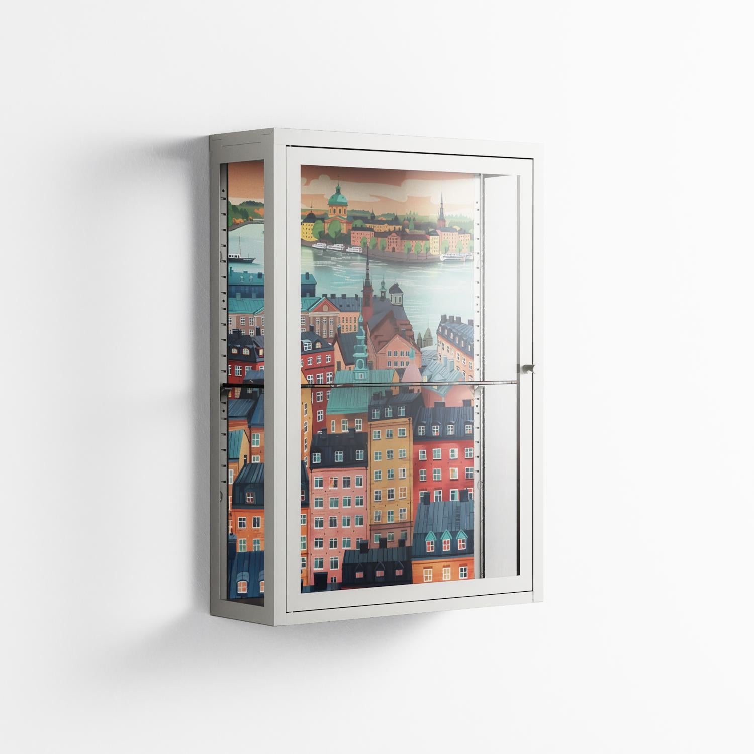 Gamla Stan - Wall Cabinet - Nur Rydberg - Chalk - Clear glass