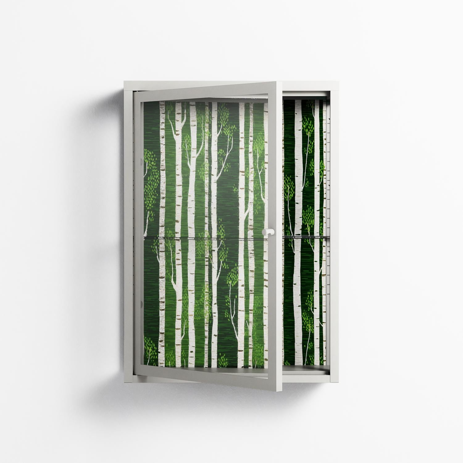 Björkskog - Wall Cabinet - Nur Rydberg - Chalk - Clear glass