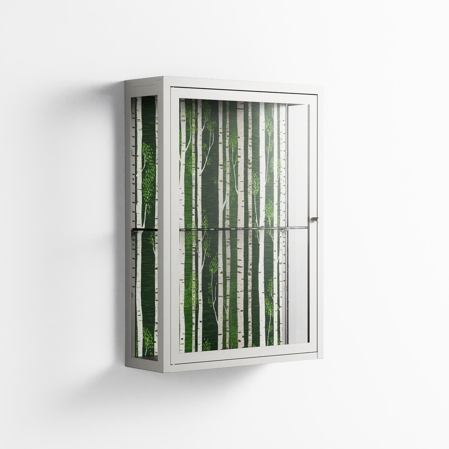 Björkskog - Wall Cabinet - Nur Rydberg - Chalk - Clear glass