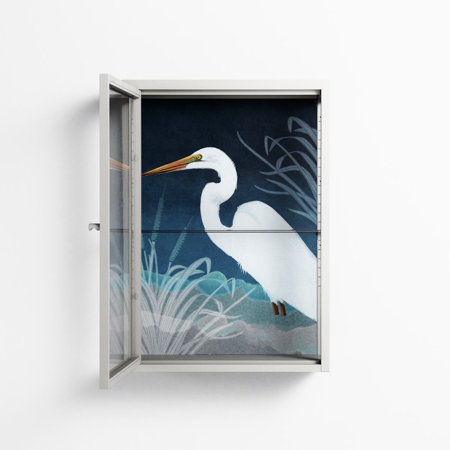 Egret - Wall Cabinet - Katie O’Shea - Chalk - Clear glass