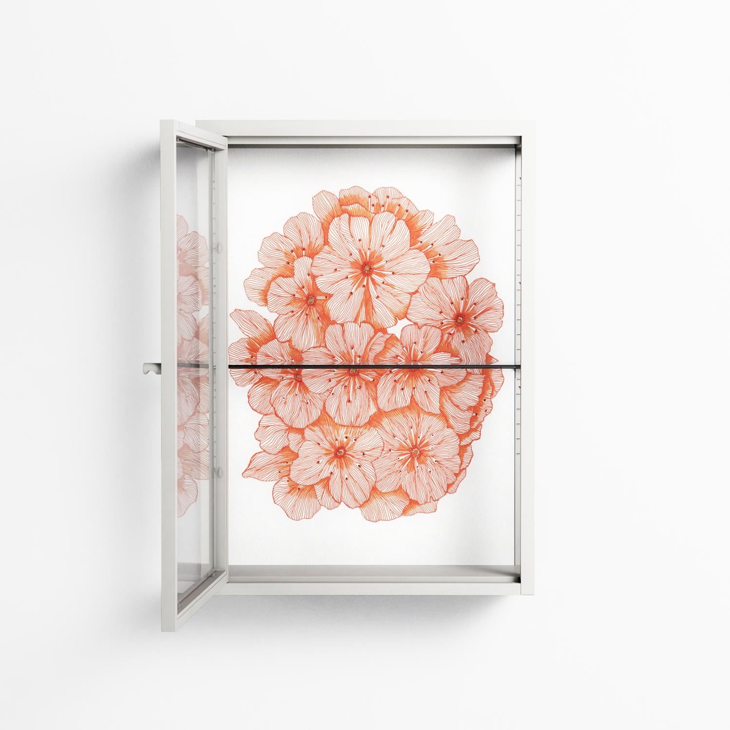 Orange Flowers 1 - Wall Cabinet - Katie O’Shea - Chalk - Clear glass