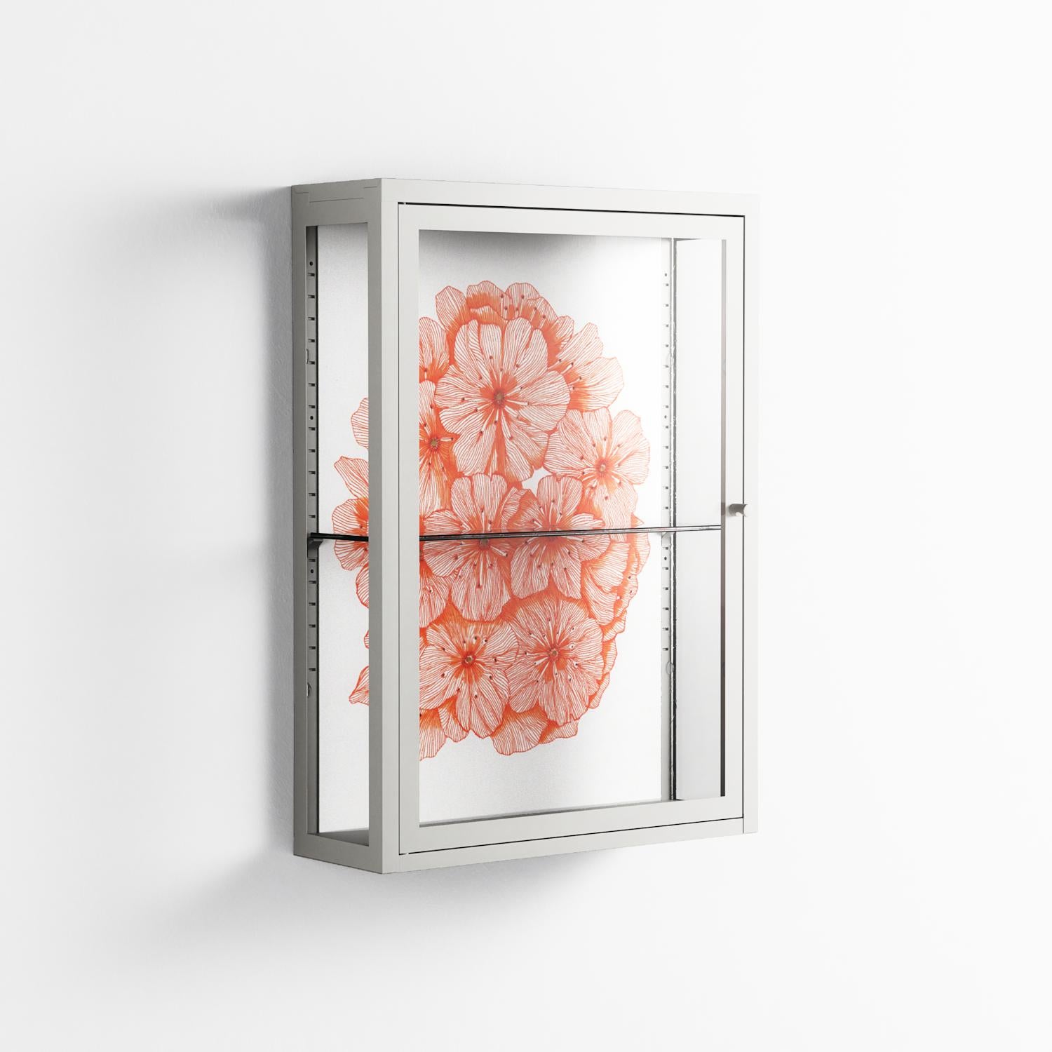 Orange Flowers 1 - Wall Cabinet - Katie O’Shea - Chalk - Clear glass