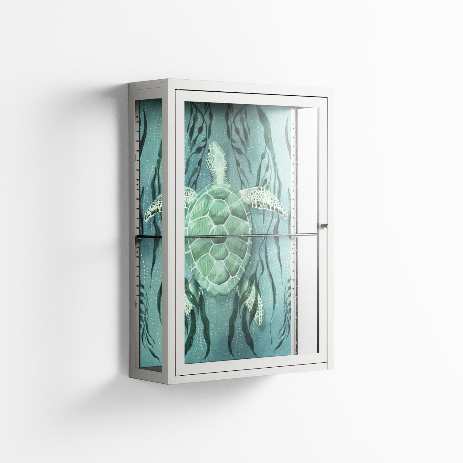 Turtle With Kelp - Wall Cabinet - Katie O’Shea - Chalk - Clear glass