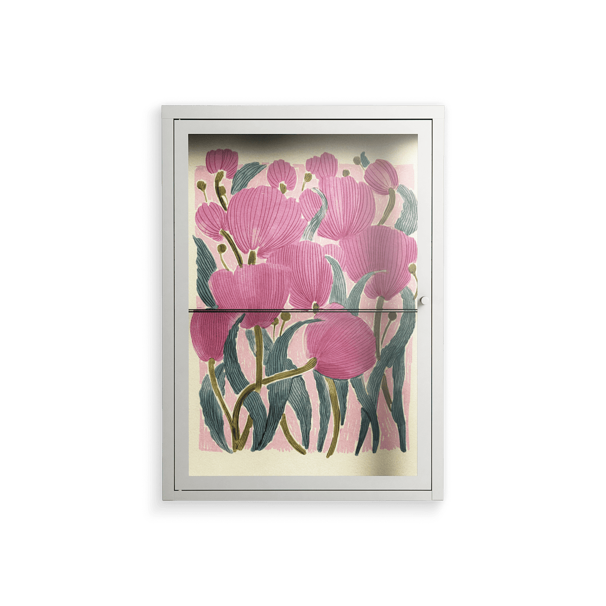 Tulips - Wall Cabinet - Katie O’Shea - Chalk - Clear glass