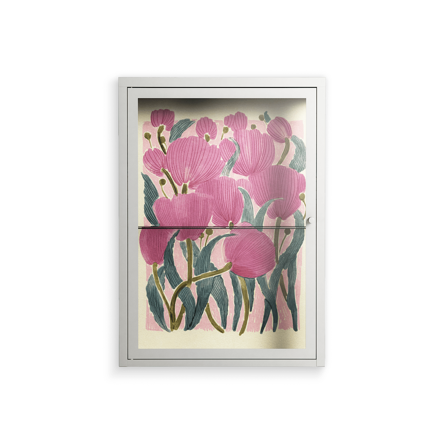 Tulips - Wall Cabinet - Katie O’Shea - Chalk - Clear glass