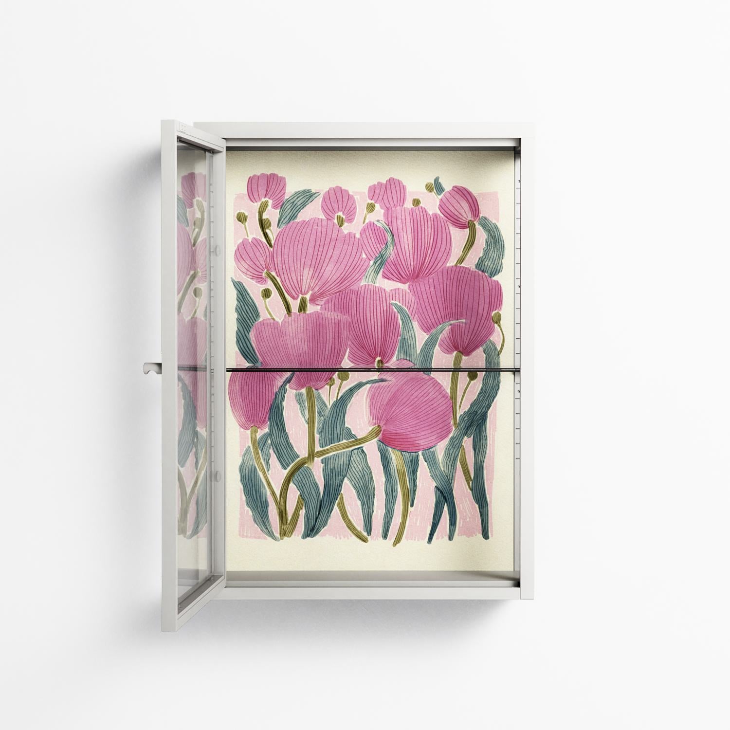 Tulips - Wall Cabinet - Katie O’Shea - Chalk - Clear glass