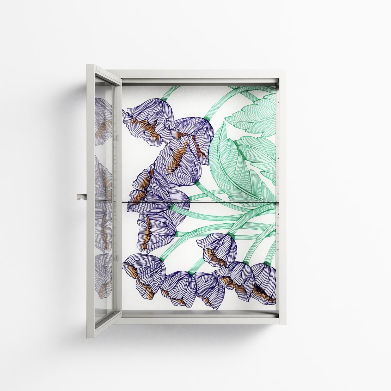 Tulips Purple - Wall Cabinet - Katie O’Shea - Chalk - Clear glass
