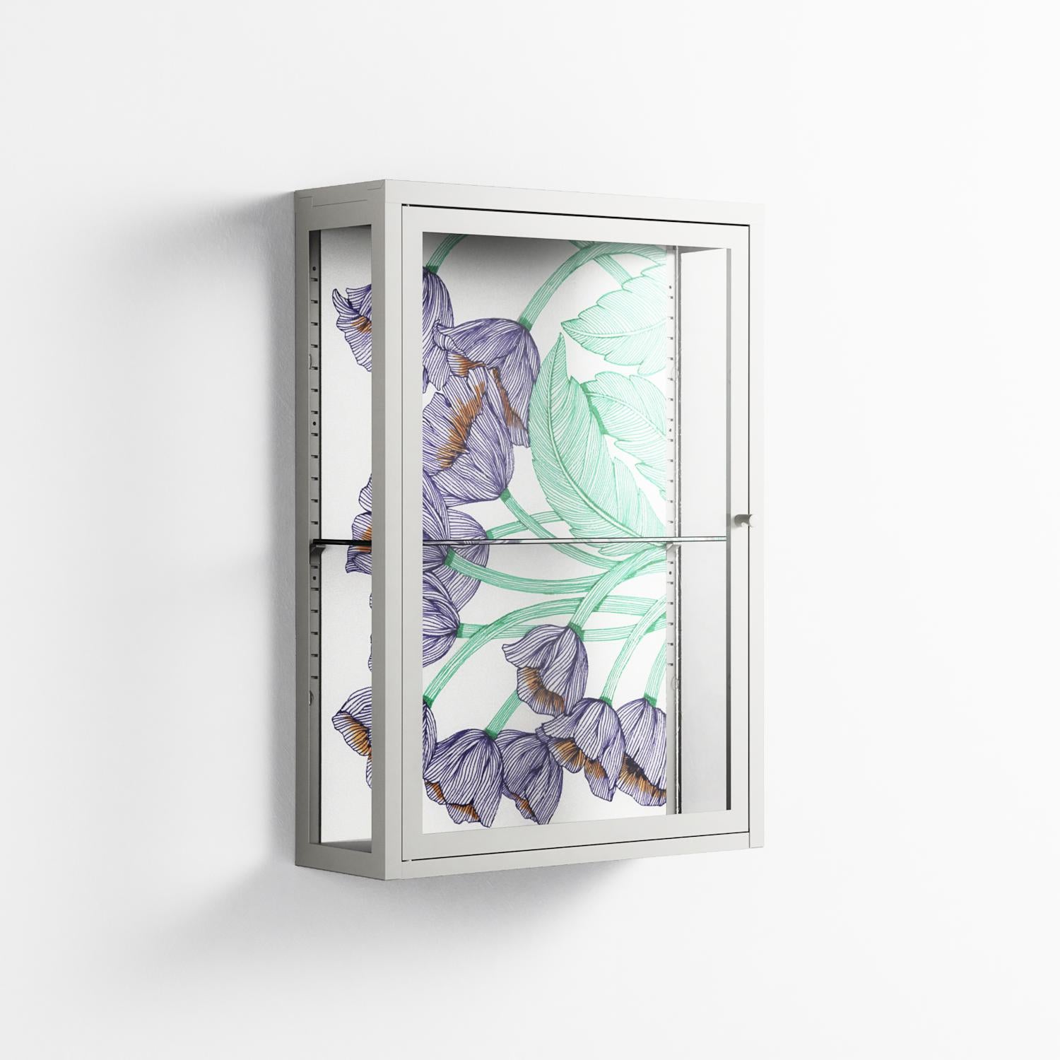 Tulips Purple - Wall Cabinet - Katie O’Shea - Chalk - Clear glass