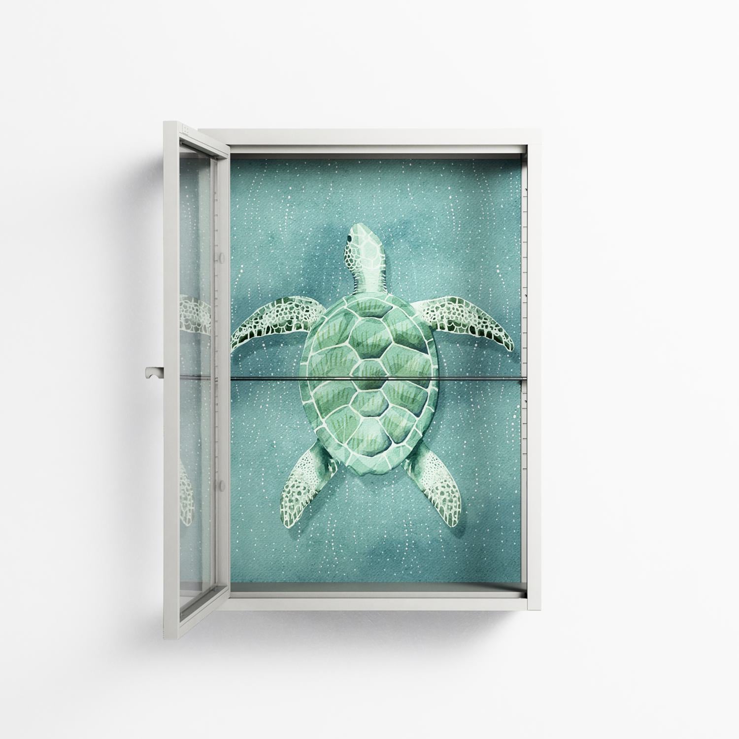 Turtle Without Kelp - Wall Cabinet - Katie O’Shea - Chalk - Clear glass