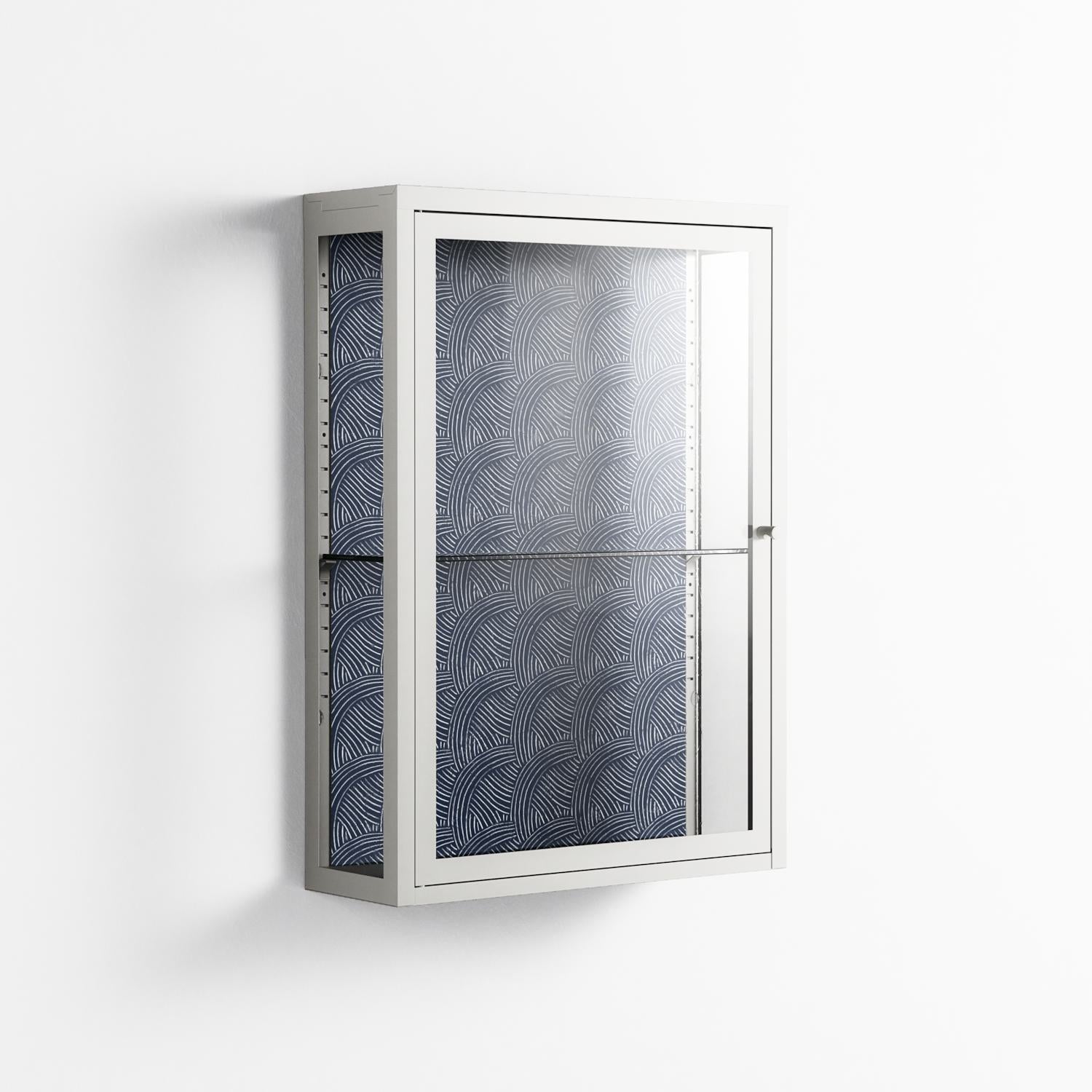 Basket Weave - Wall Cabinet - Katie O’Shea - Chalk - Clear glass