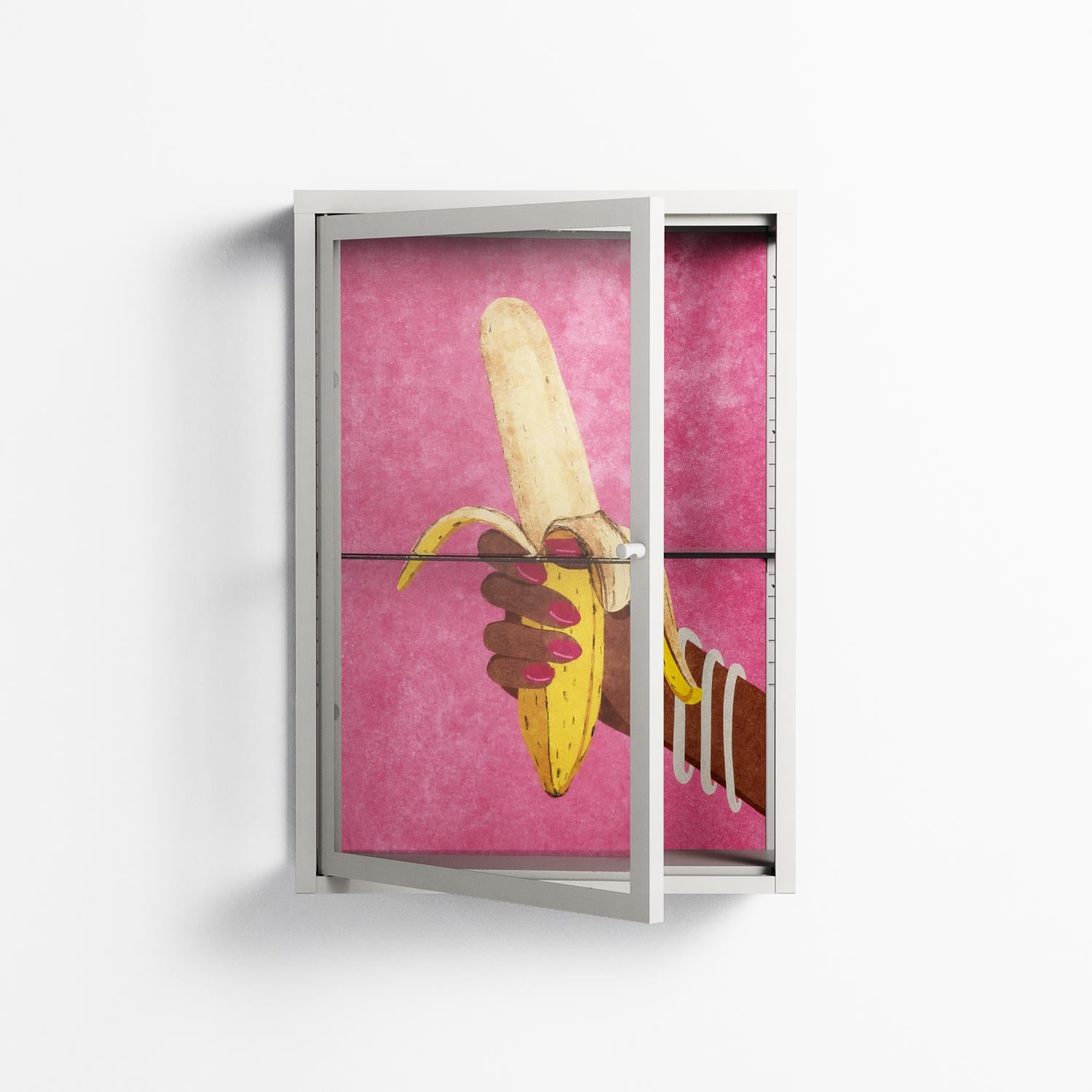 Banana - Wall Cabinet - Raissa Oltmanns - Chalk - Clear glass