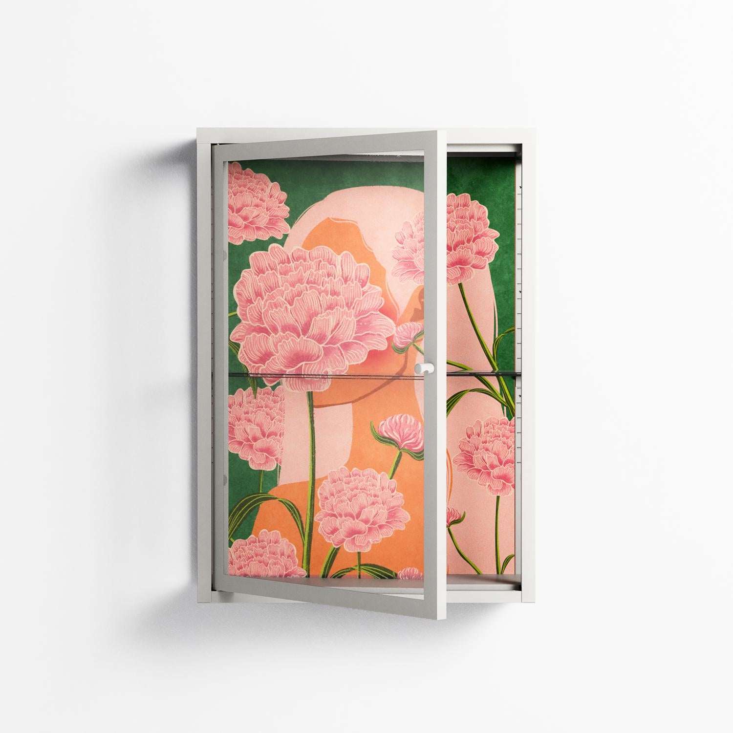 Inside Flowers - Wall Cabinet - Raissa Oltmanns - Chalk - Clear glass