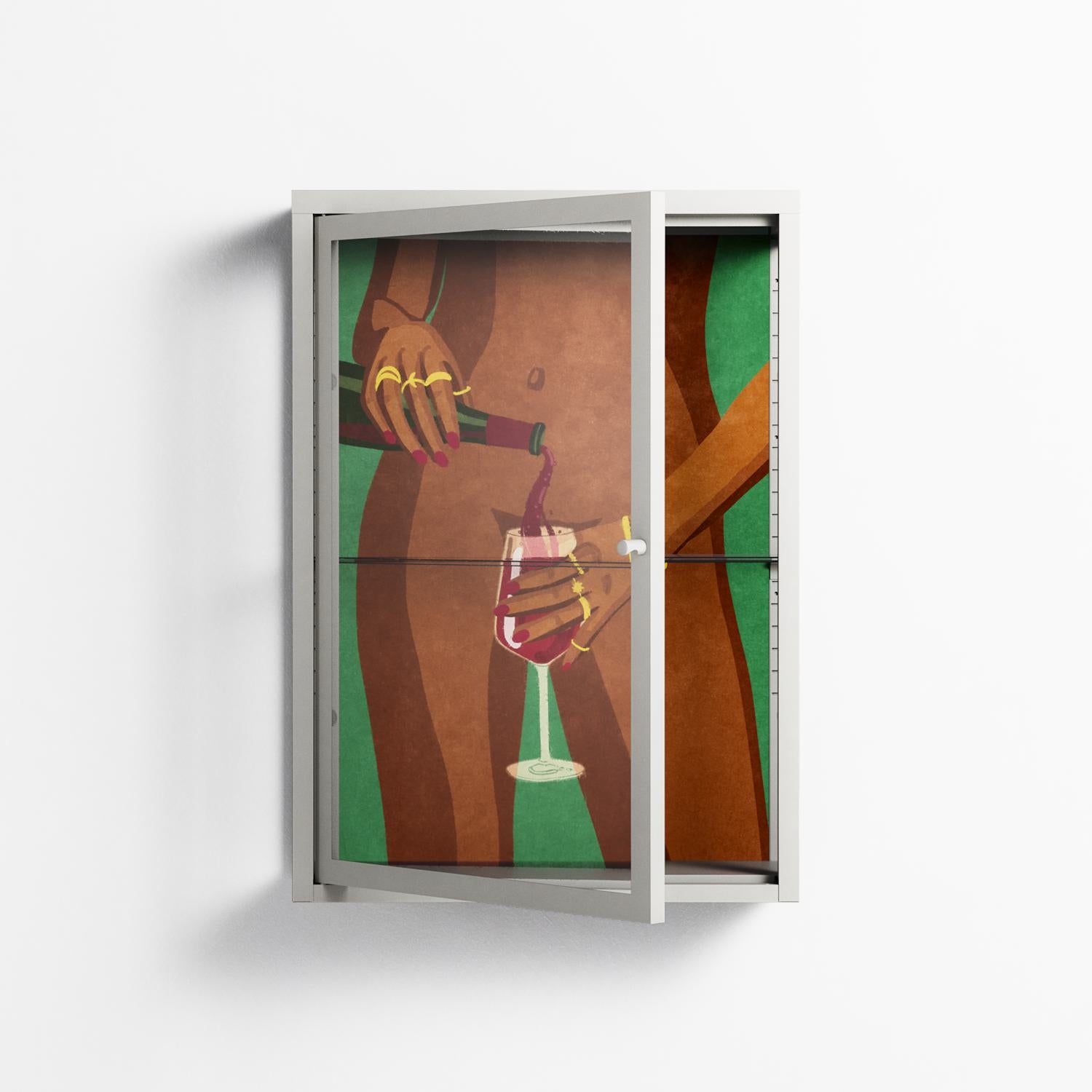 Wine and Me - Wall Cabinet - Raissa Oltmanns - Chalk - Clear glass