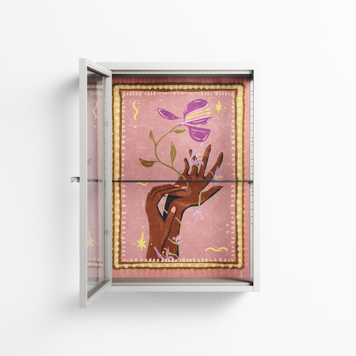 Connect With Nature - Wall Cabinet - Raissa Oltmanns - Chalk - Clear glass
