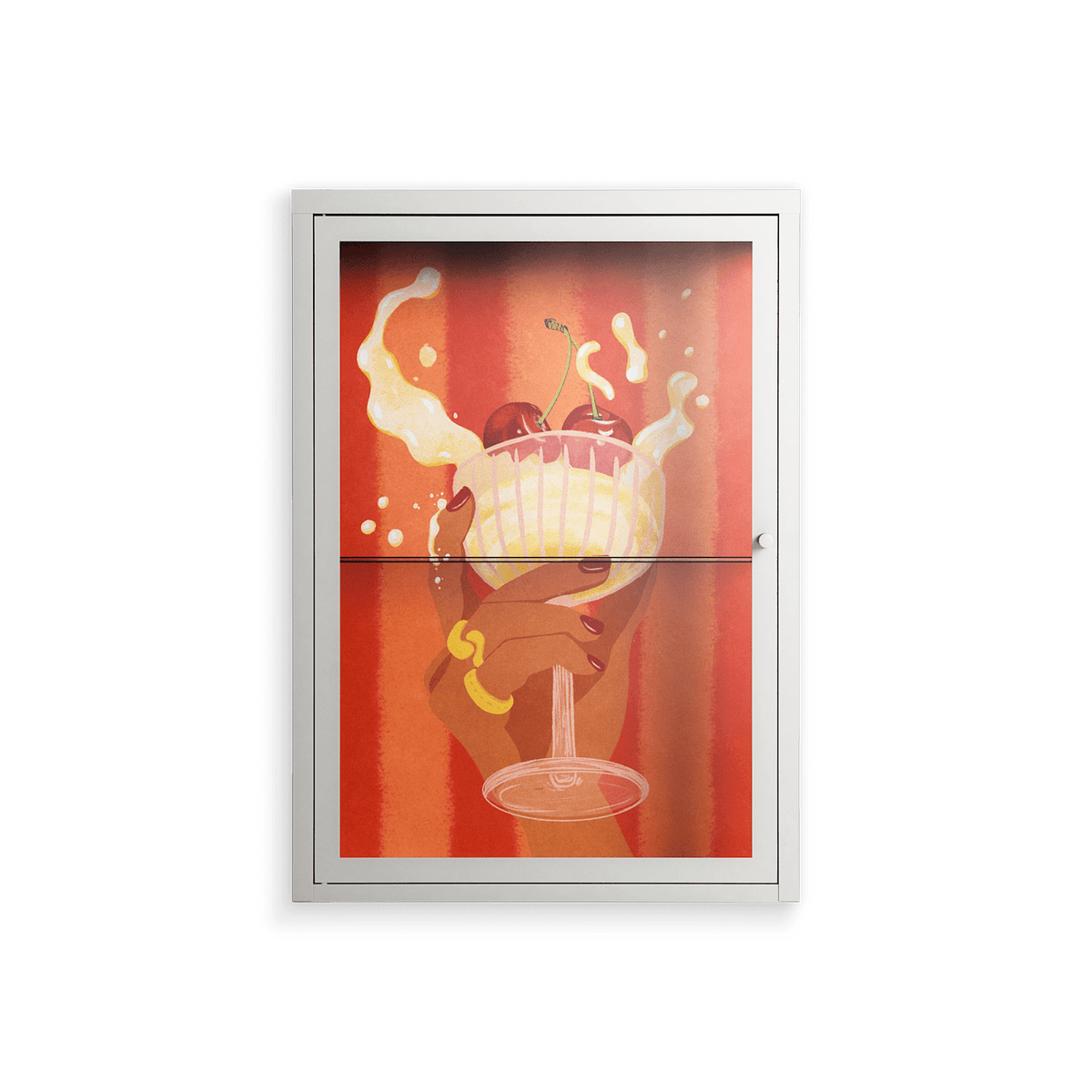 Drink And Cherries - Wall Cabinet - Raissa Oltmanns - Chalk - Clear glass