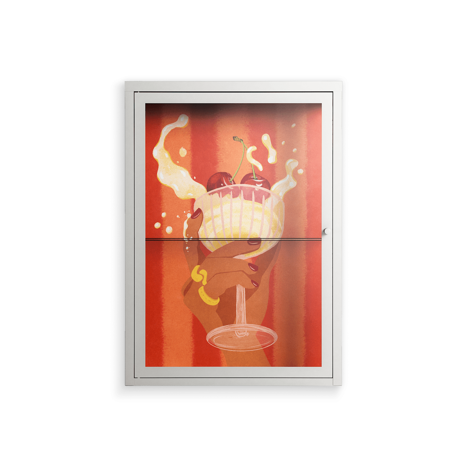 Drink And Cherries - Wall Cabinet - Raissa Oltmanns - Chalk - Clear glass