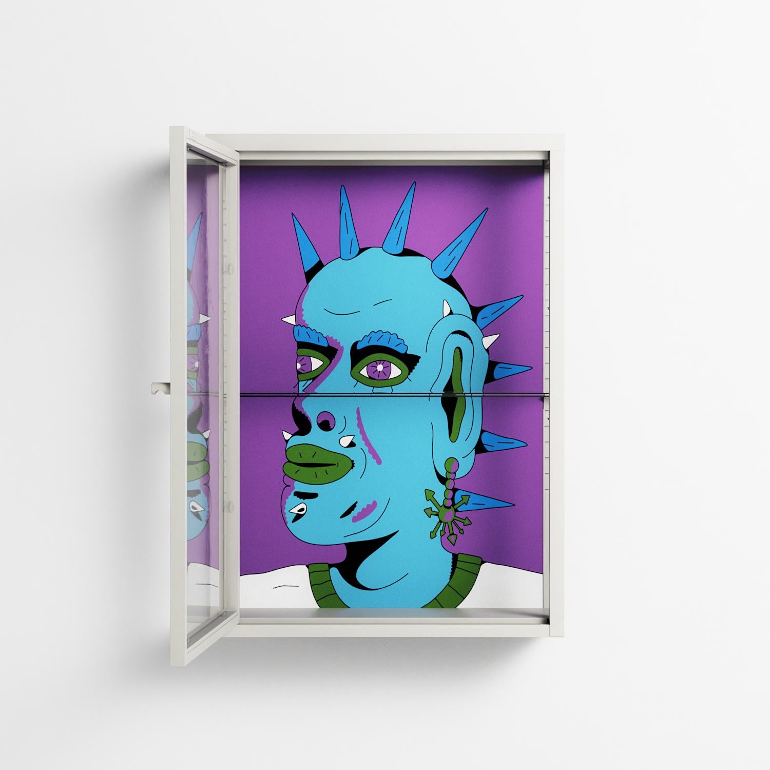 Punkrocker - Wall Cabinet - Cezar Berje - Chalk - Clear glass