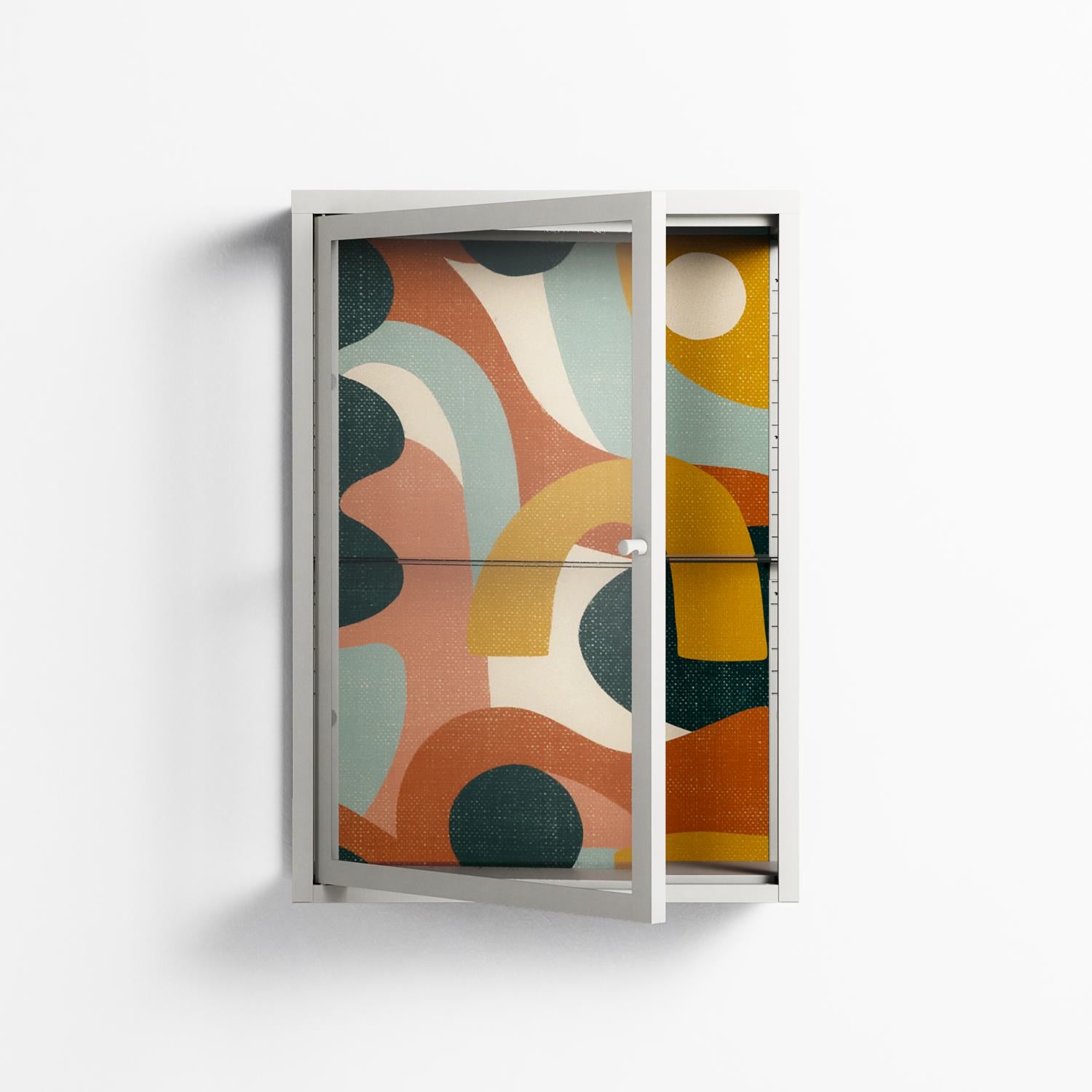 Abstract Sunrise - Wall Cabinet - Amy Suther - Chalk - Clear glass