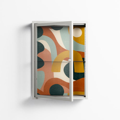 Abstract Sunrise - Wall Cabinet - Amy Suther - Chalk - Clear glass