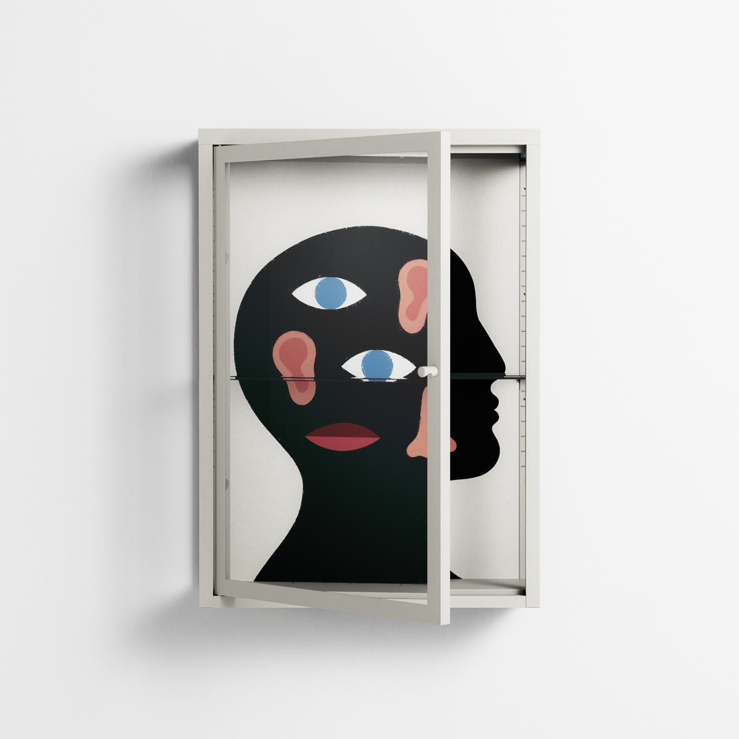 Désordre_Intérieur - Wall Cabinet - David Vanadia - Chalk - Clear glass
