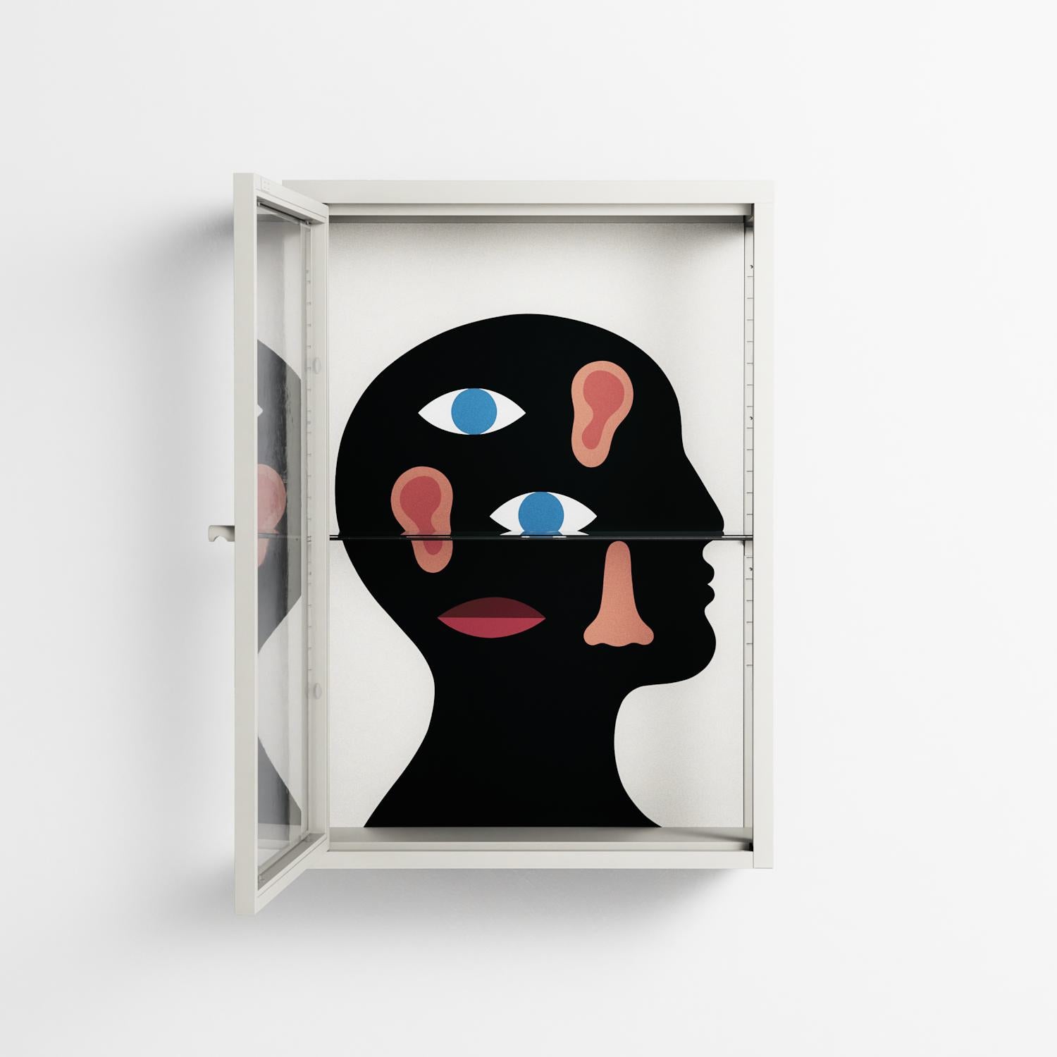 Désordre_Intérieur - Wall Cabinet - David Vanadia - Chalk - Clear glass
