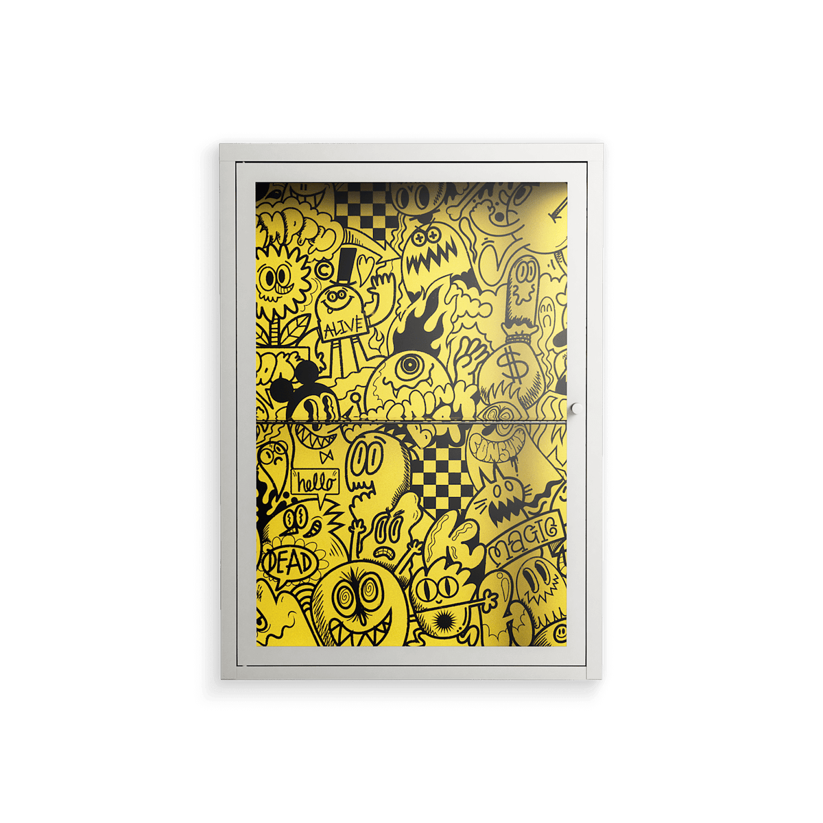 What a Mess - Wall Cabinet - Craig Watkins - Chalk - Clear glass