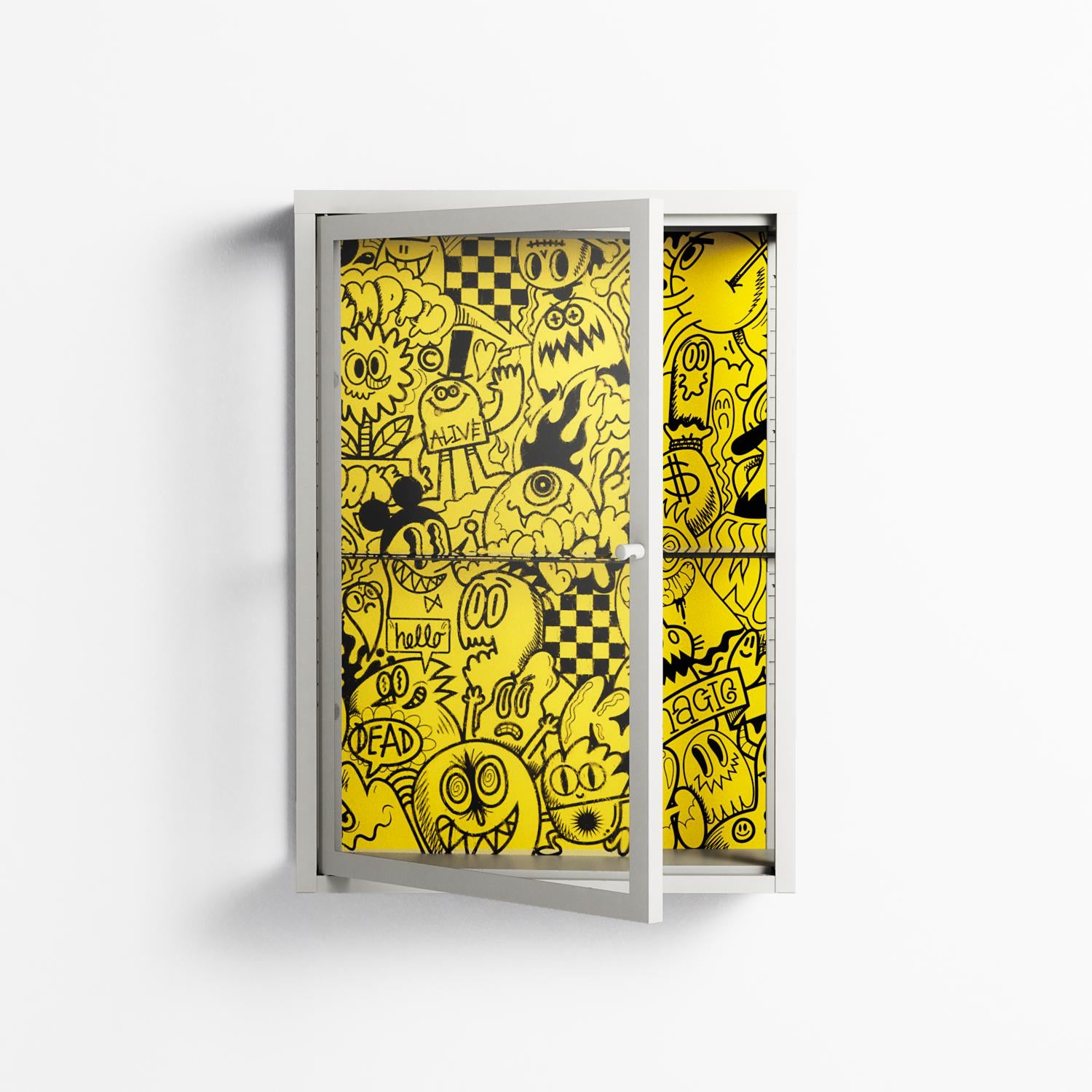 What a Mess - Wall Cabinet - Craig Watkins - Chalk - Clear glass