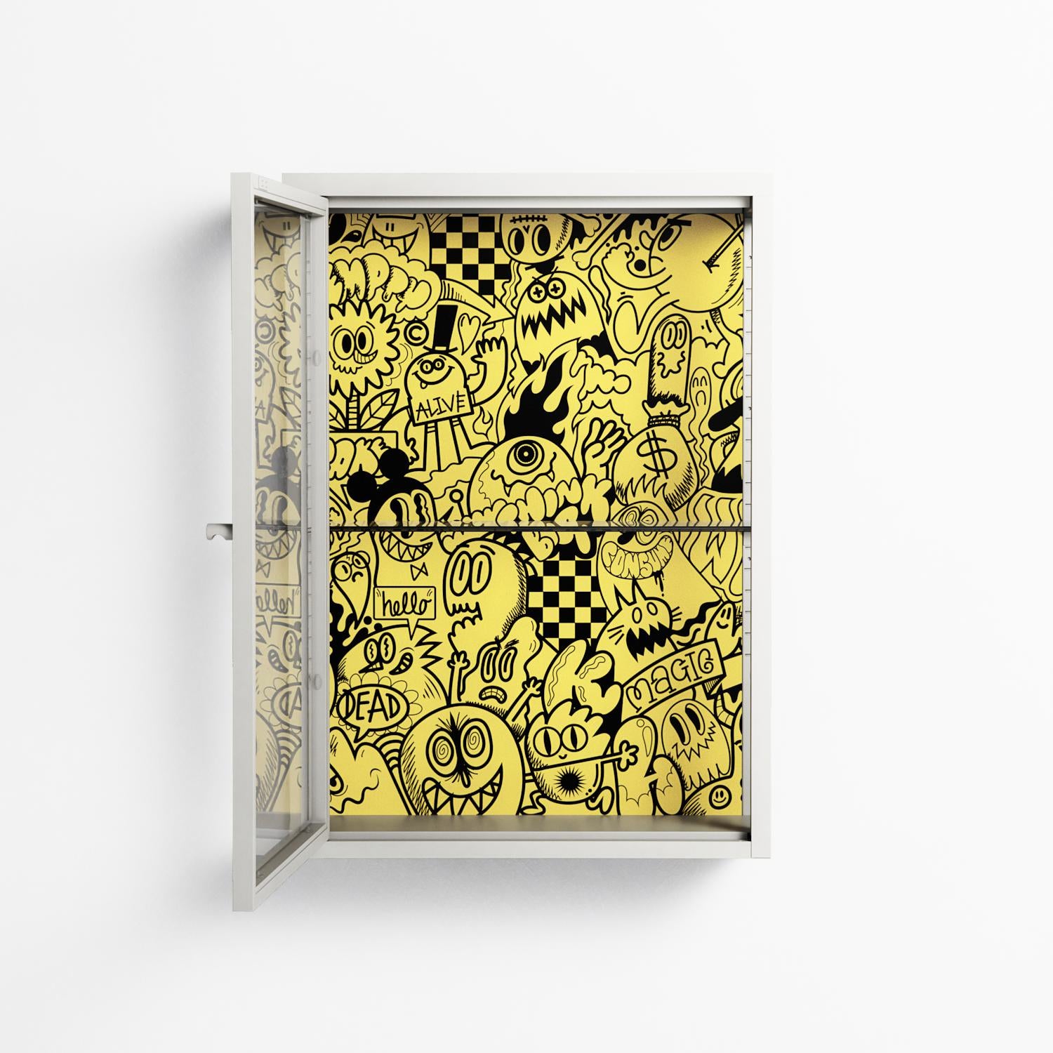 What a Mess - Wall Cabinet - Craig Watkins - Chalk - Clear glass