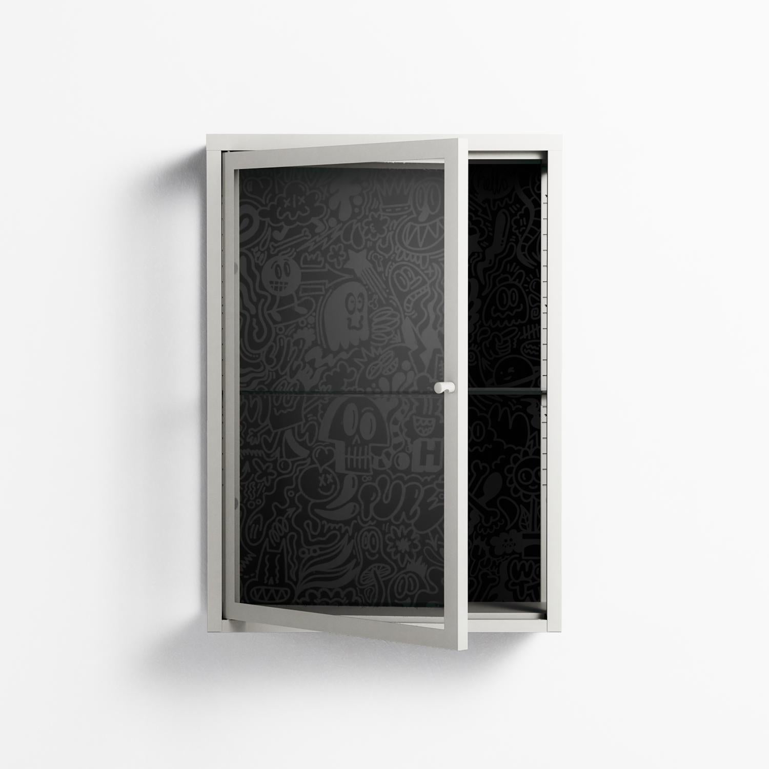 The Single Color - Wall Cabinet - Craig Watkins - Chalk - Clear glass