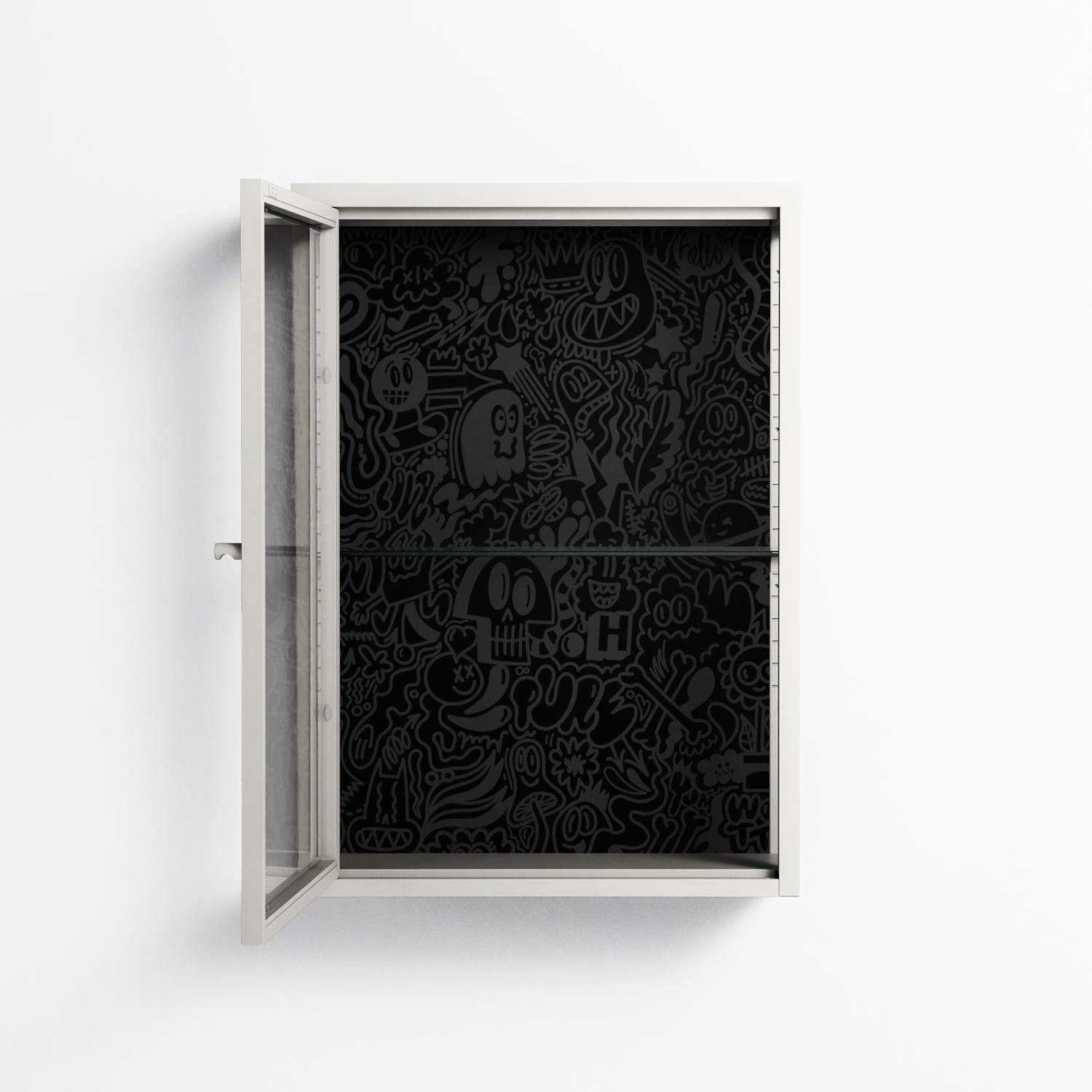 The Single Color - Wall Cabinet - Craig Watkins - Chalk - Clear glass