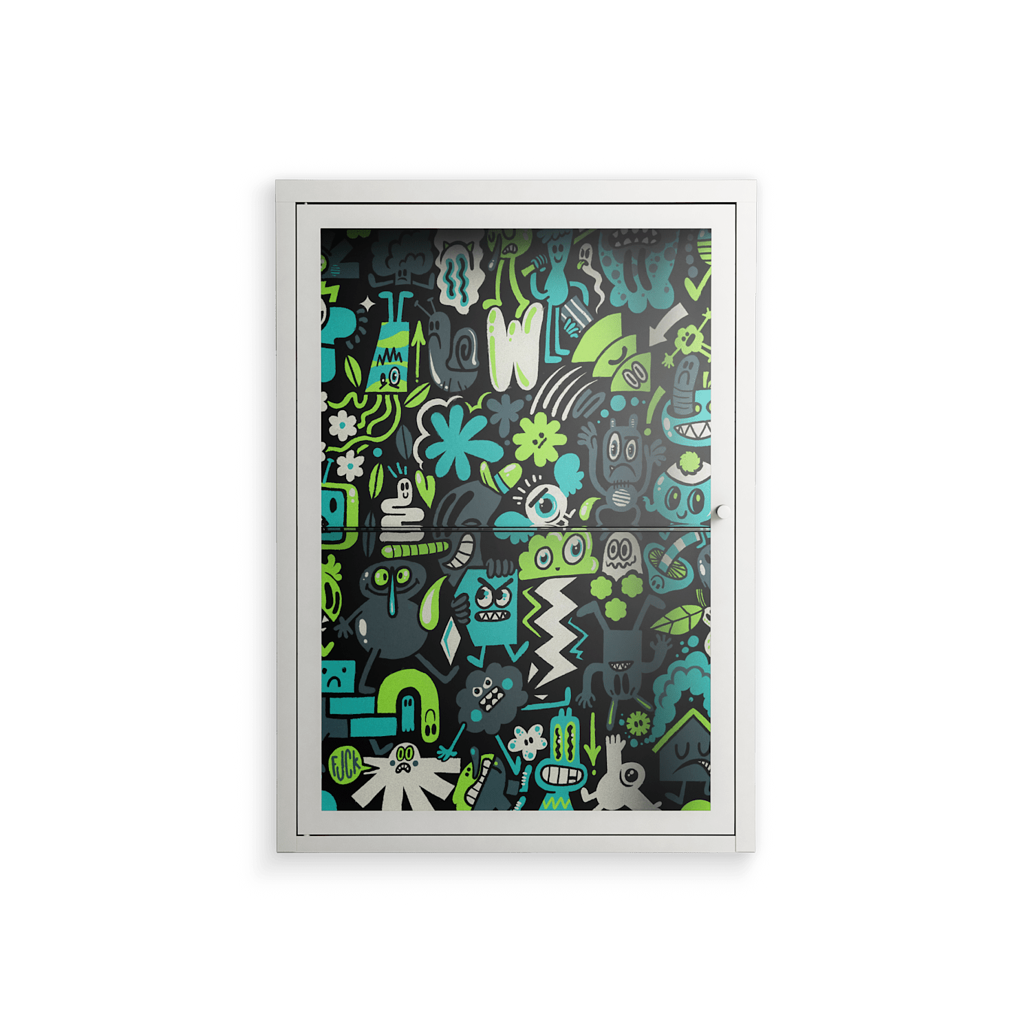 Shapes and Faces - Wall Cabinet - Craig Watkins - Chalk - Clear glass