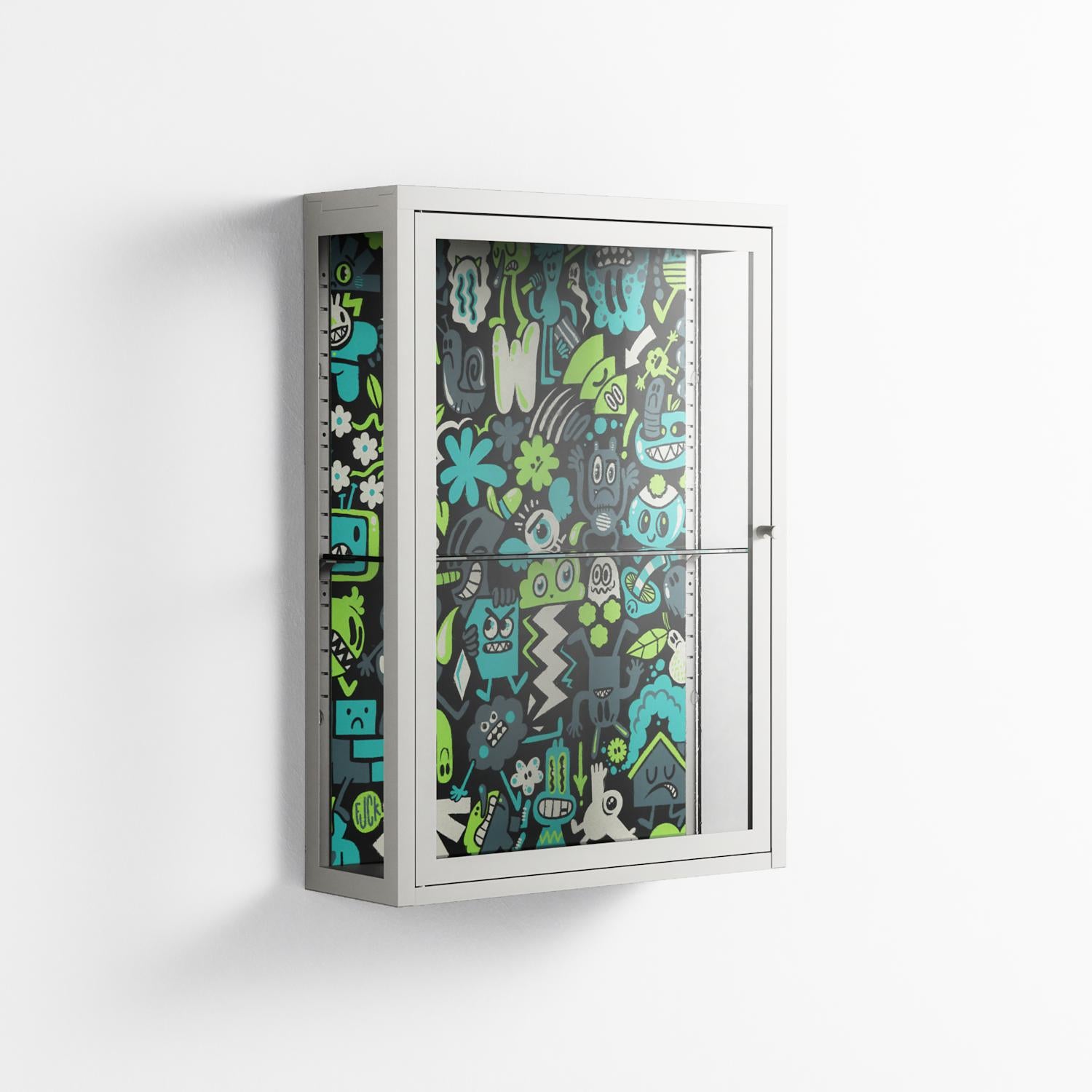 Shapes and Faces - Wall Cabinet - Craig Watkins - Chalk - Clear glass