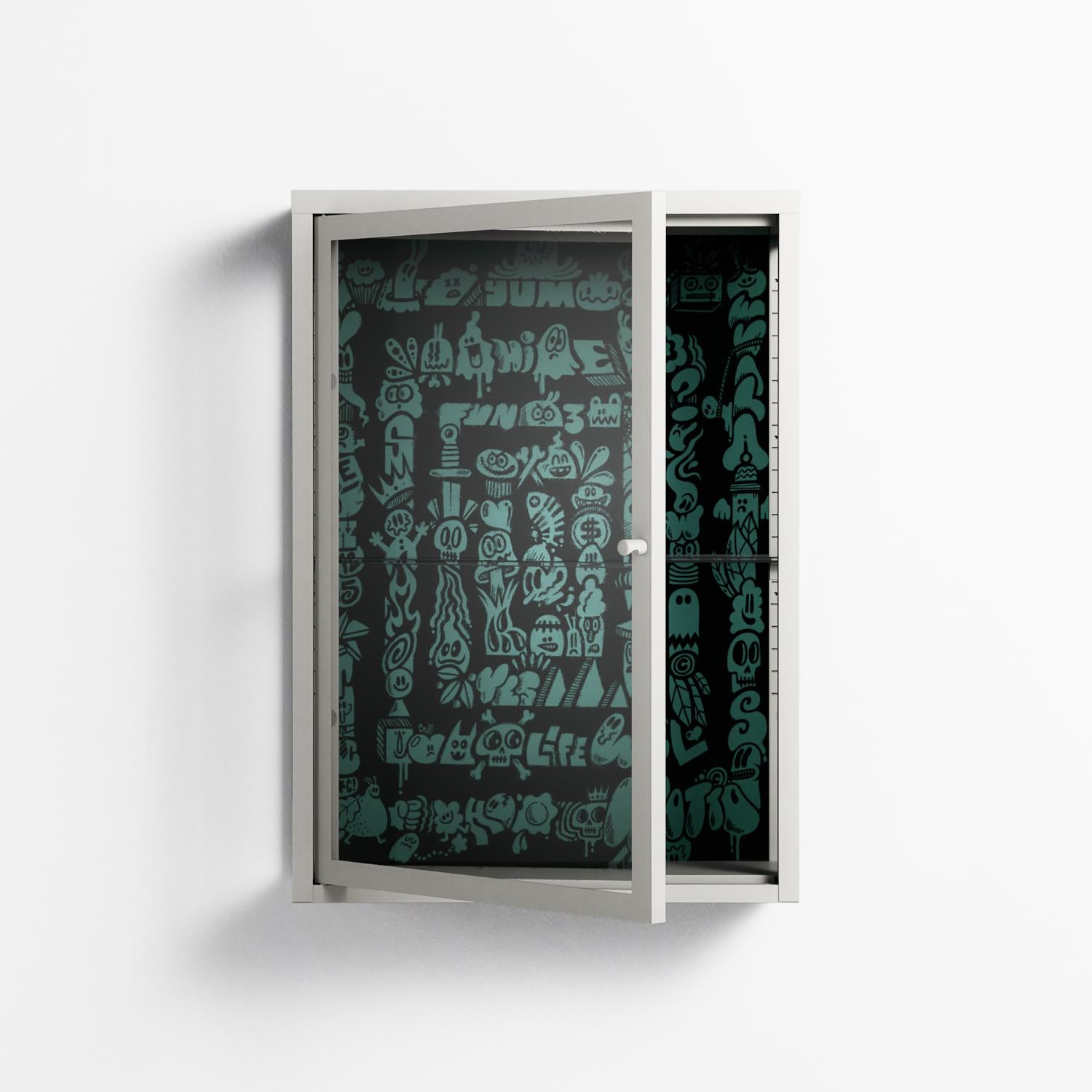 Optical Delusion - Wall Cabinet - Craig Watkins - Chalk - Clear glass