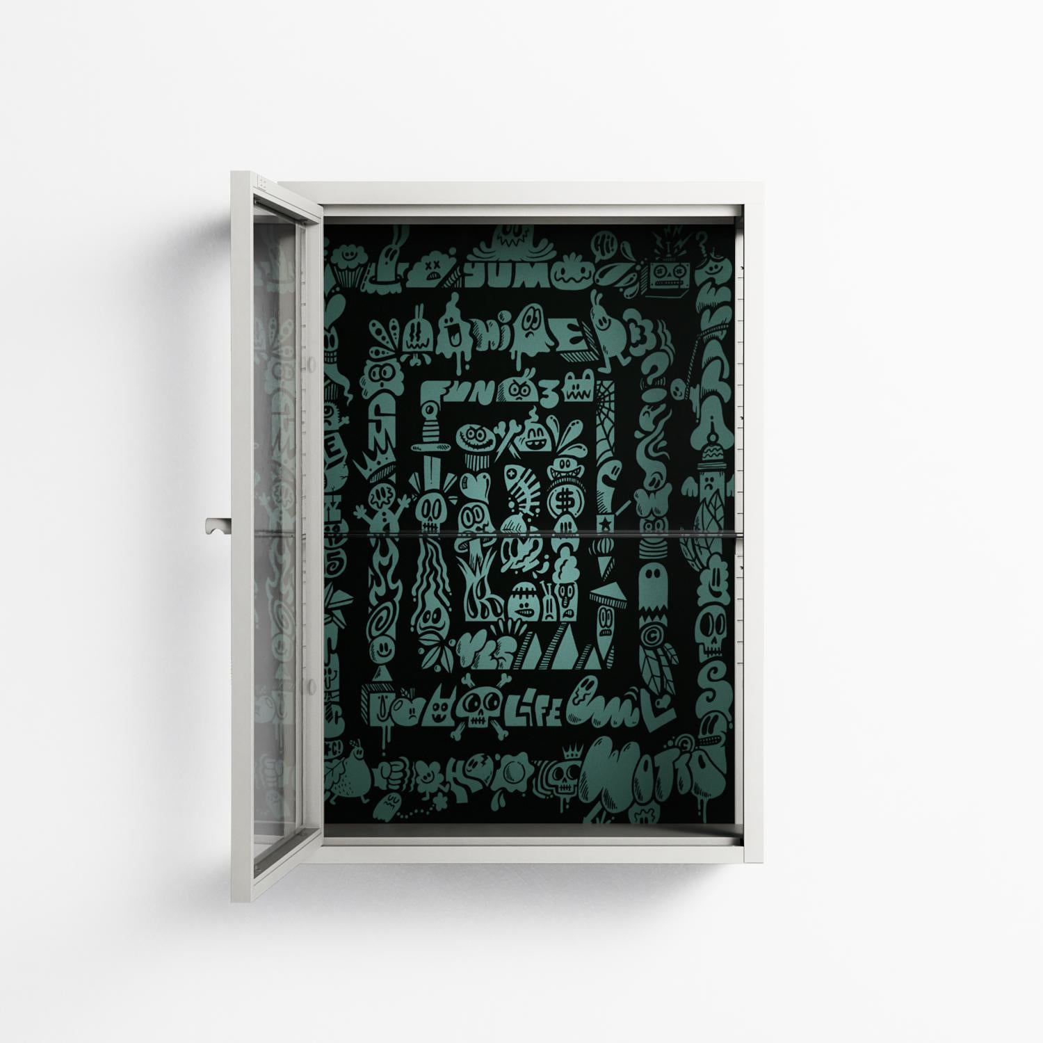 Optical Delusion - Wall Cabinet - Craig Watkins - Chalk - Clear glass