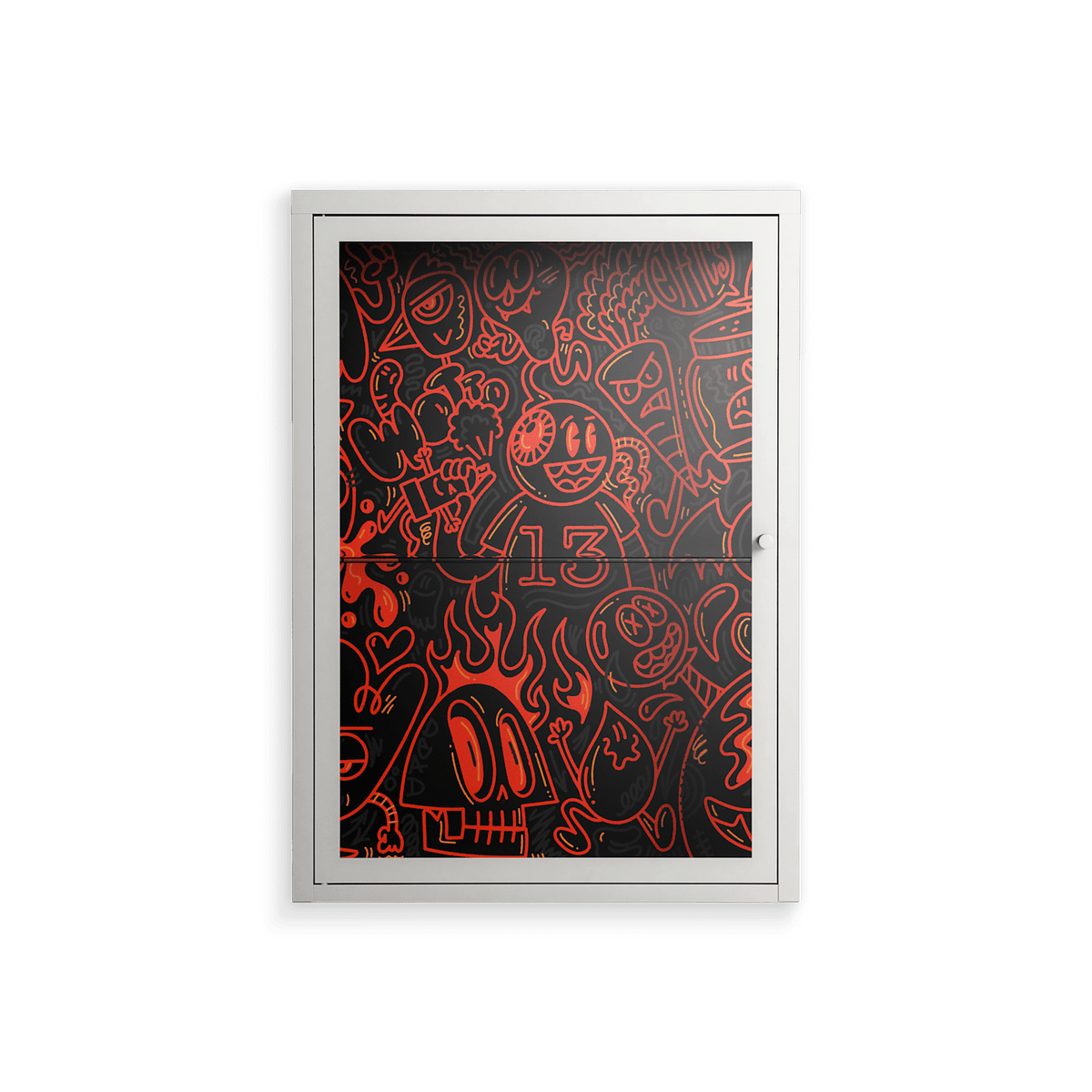 Wottosque Red - Wall Cabinet - Craig Watkins - Chalk - Clear glass