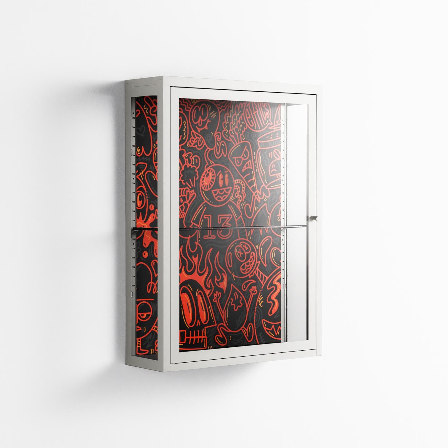 Wottosque Red - Wall Cabinet - Craig Watkins - Chalk - Clear glass