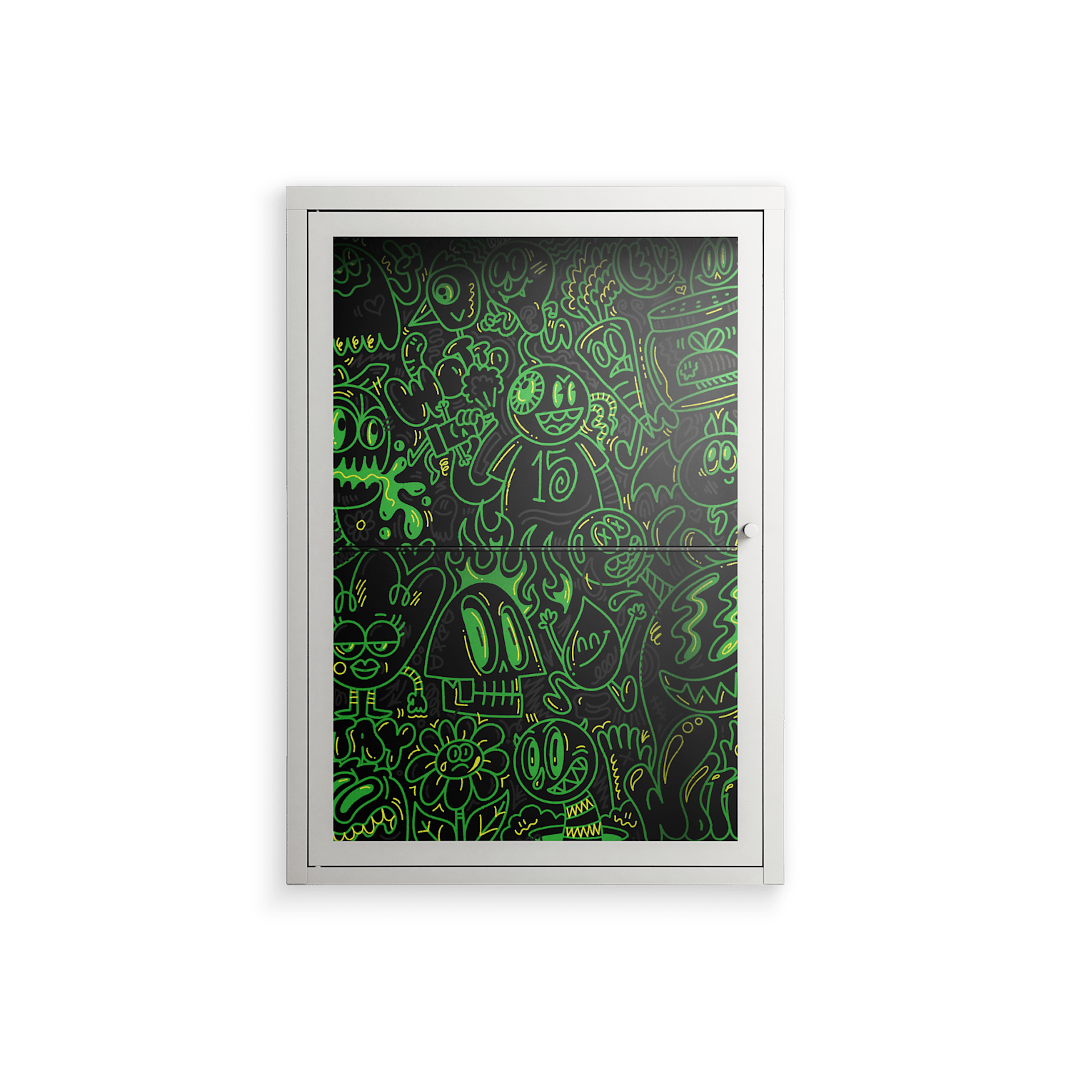 Wottosque Green - Wall Cabinet - Craig Watkins - Chalk - Clear glass