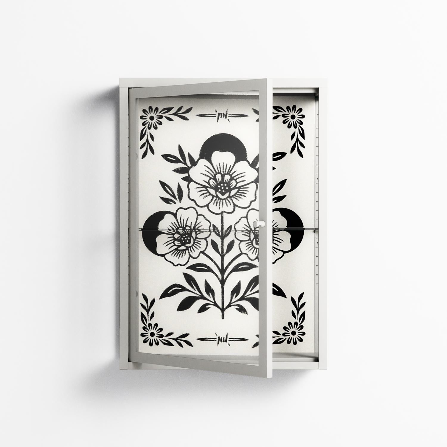 Barbed Bloom - Wall Cabinet - Daphna Sebbane - Chalk - Clear glass