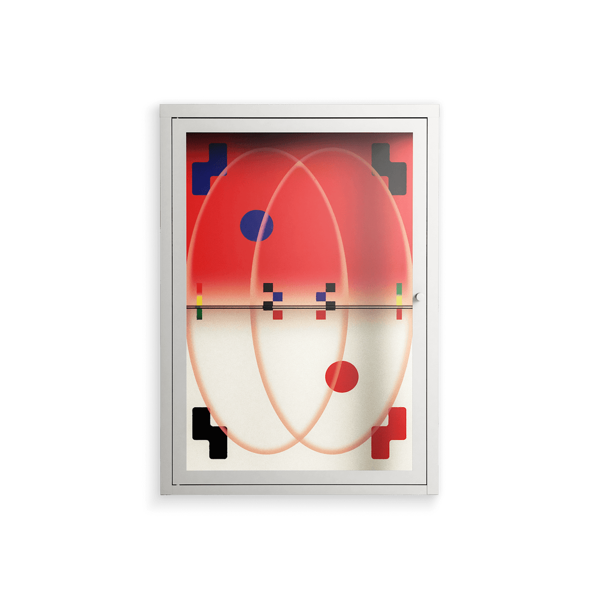 Parallel Mirage - Wall Cabinet - Oluwasheyi Adebayo - Chalk - Clear glass