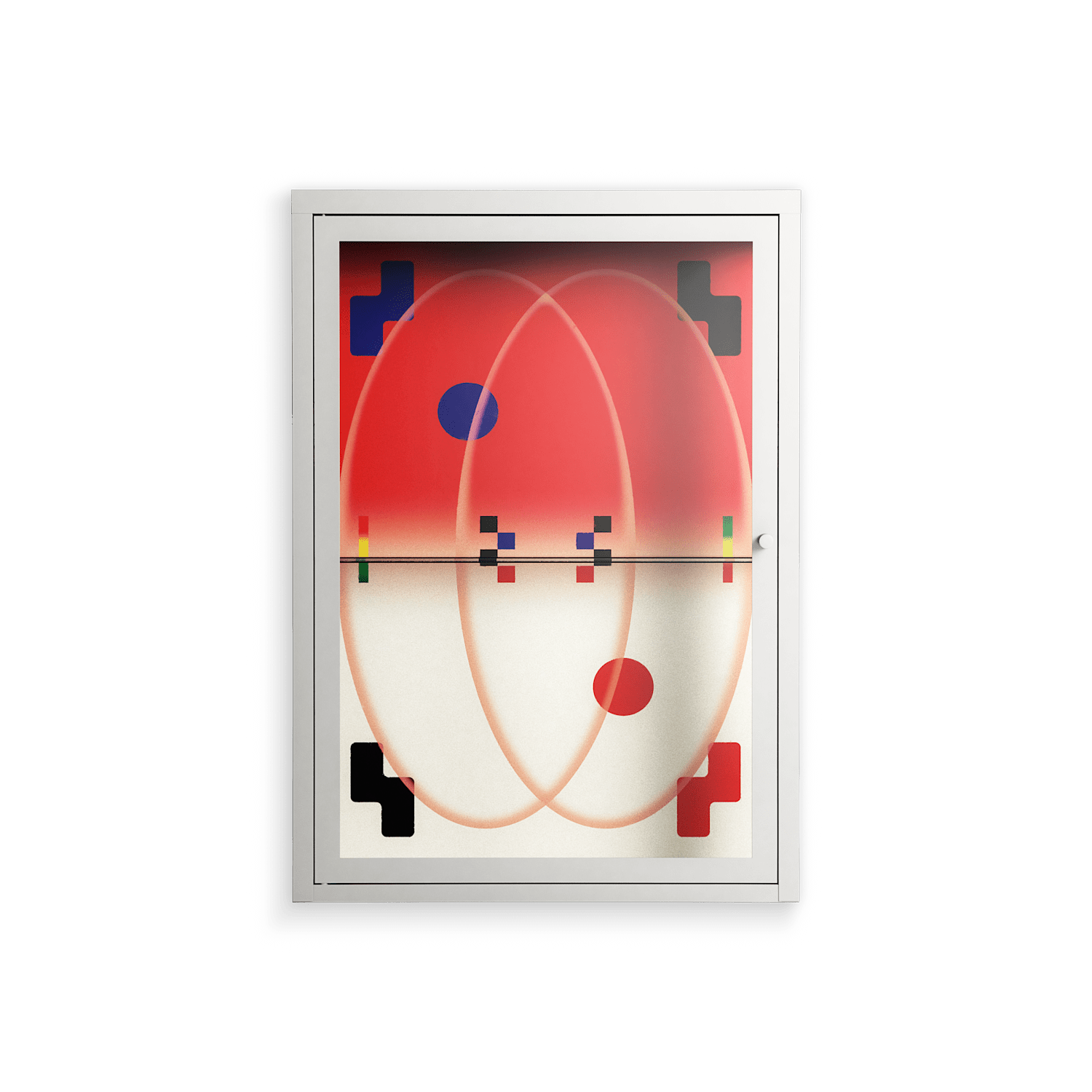 Parallel Mirage - Wall Cabinet - Oluwasheyi Adebayo - Chalk - Clear glass