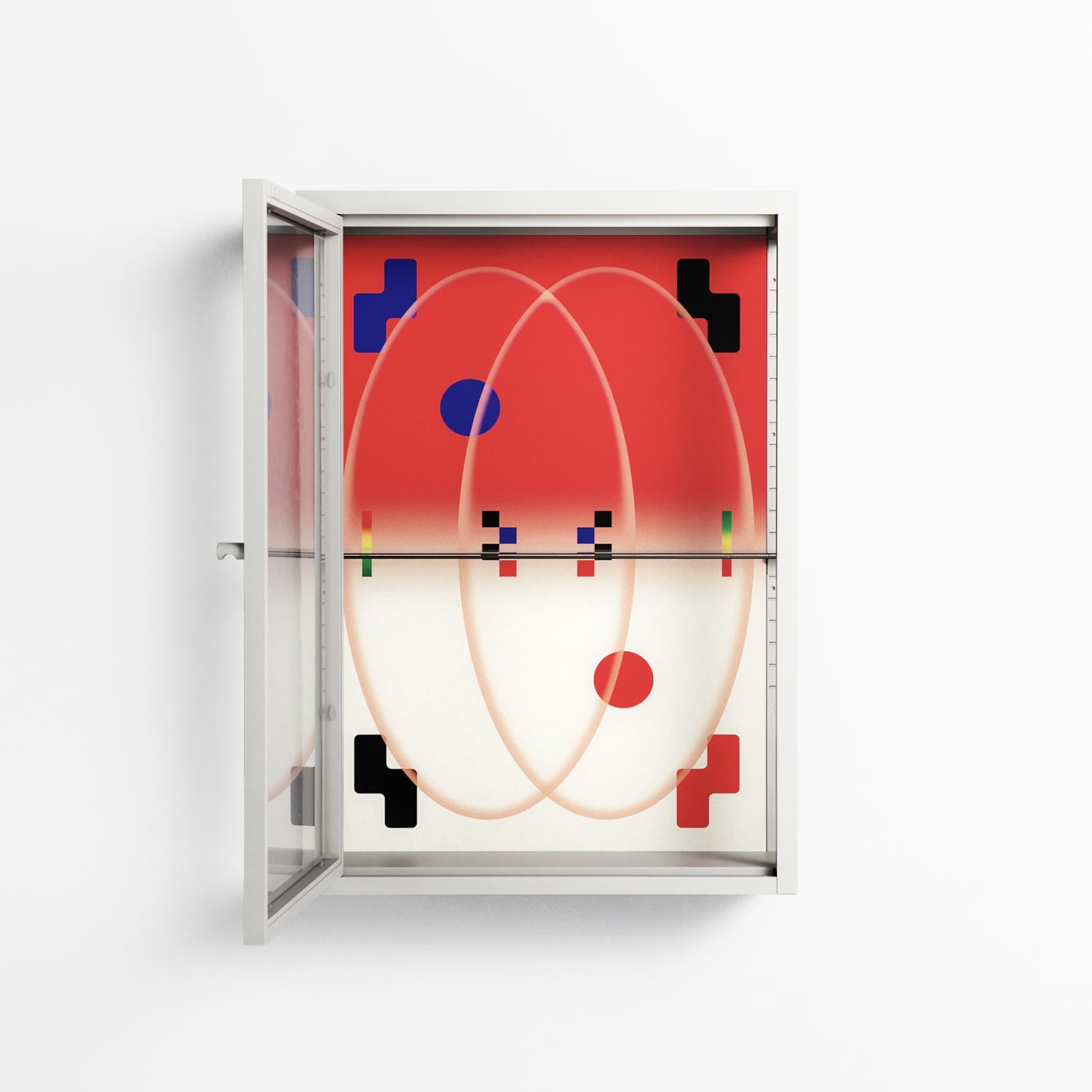 Parallel Mirage - Wall Cabinet - Oluwasheyi Adebayo - Chalk - Clear glass