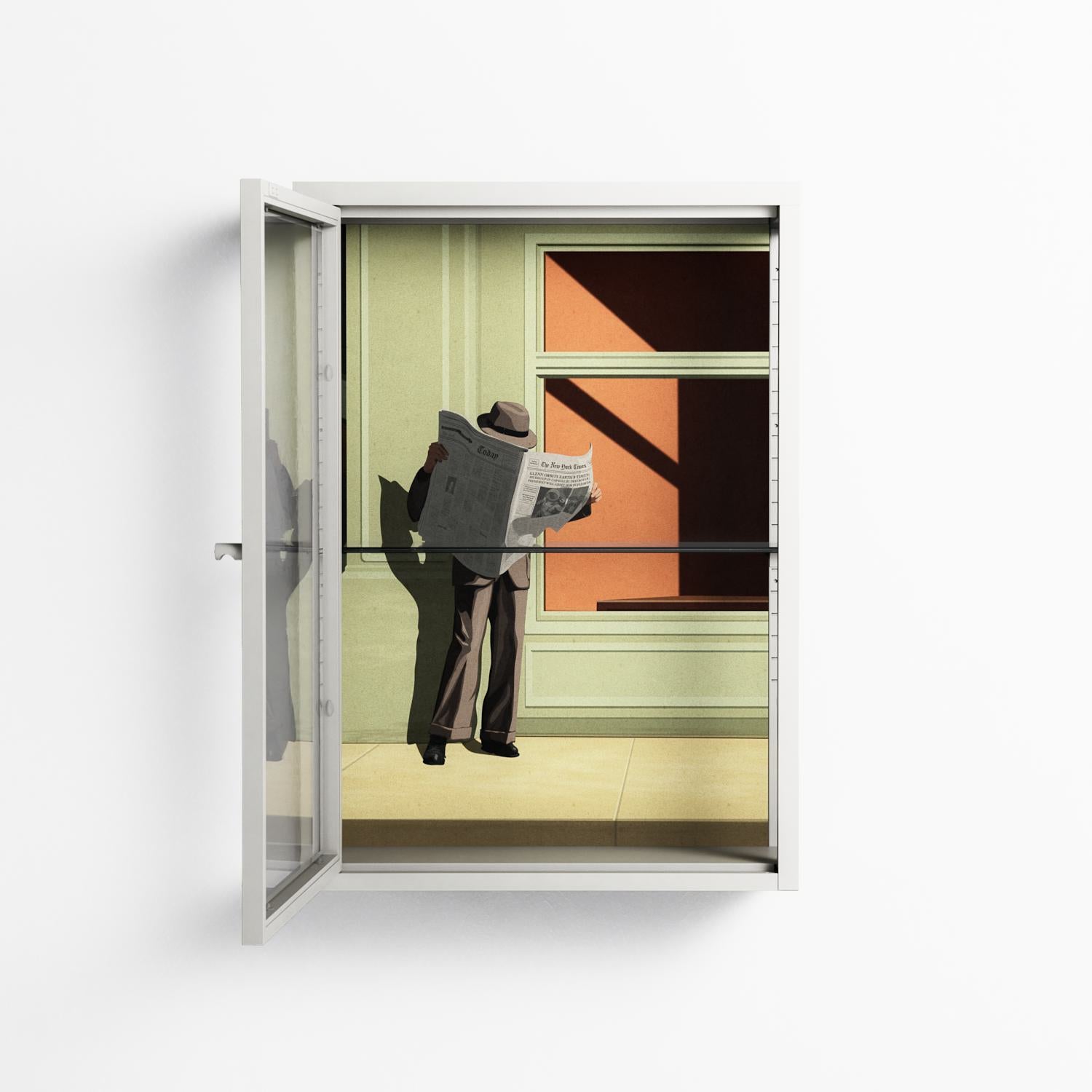 Anonymous Reader - Wall Cabinet - Kristin Eriksson - Chalk - Clear glass