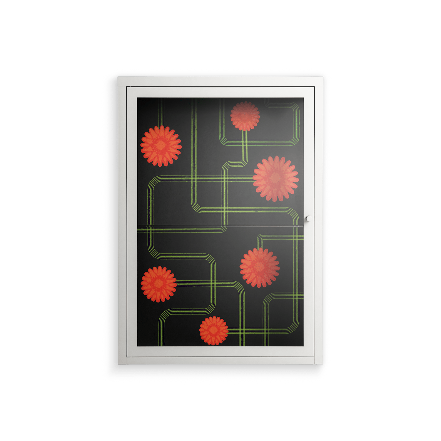 Floral Pipes - Wall Cabinet - Kristin Eriksson - Chalk - Clear glass