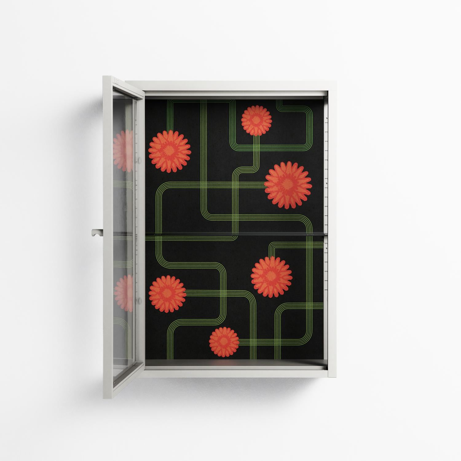 Floral Pipes - Wall Cabinet - Kristin Eriksson - Chalk - Clear glass