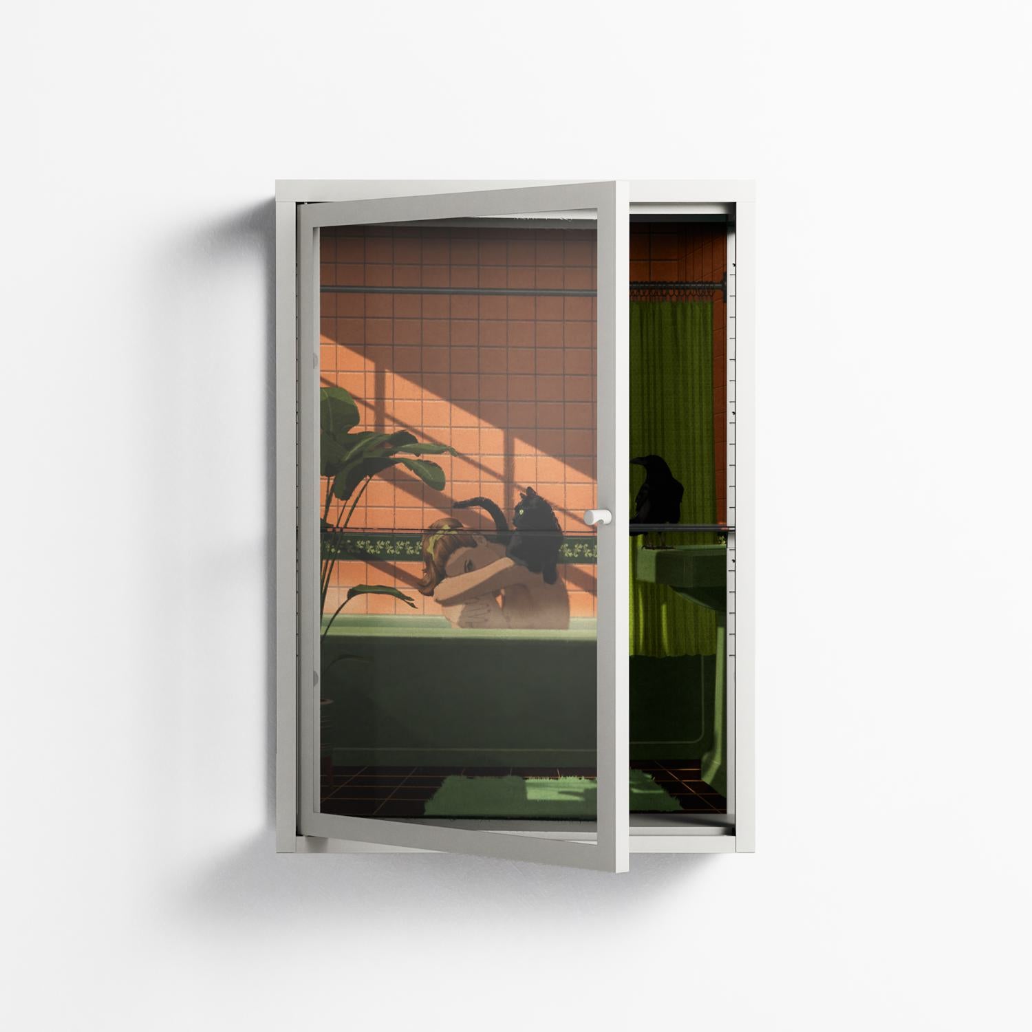Bad Omen - Wall Cabinet - Kristin Eriksson - Chalk - Clear glass