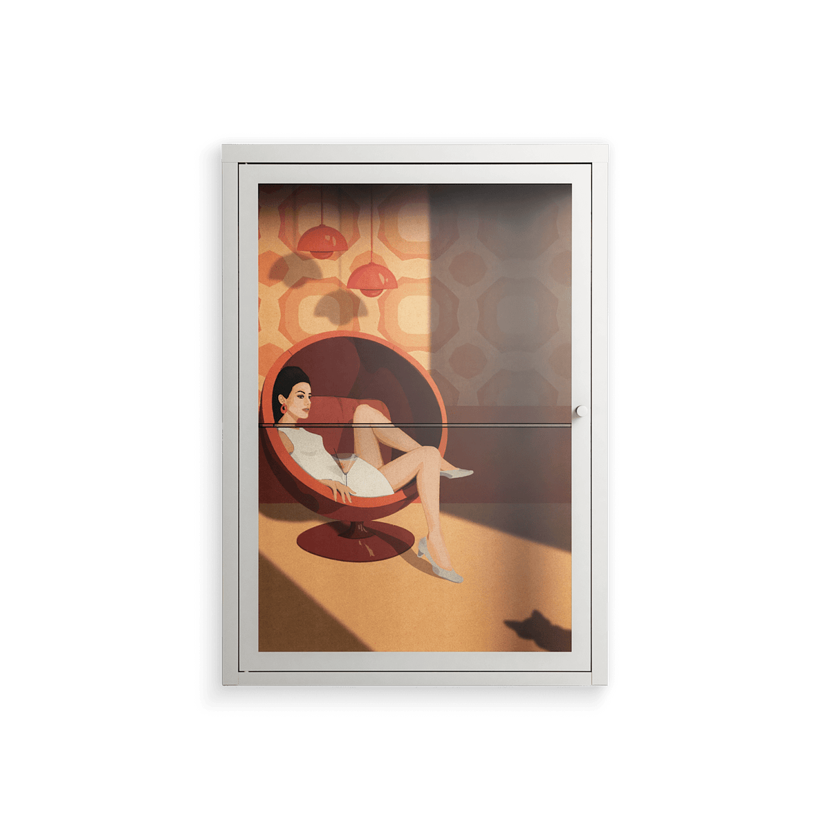 Women In Ballchair - Wall Cabinet - Kristin Eriksson - Chalk - Clear glass