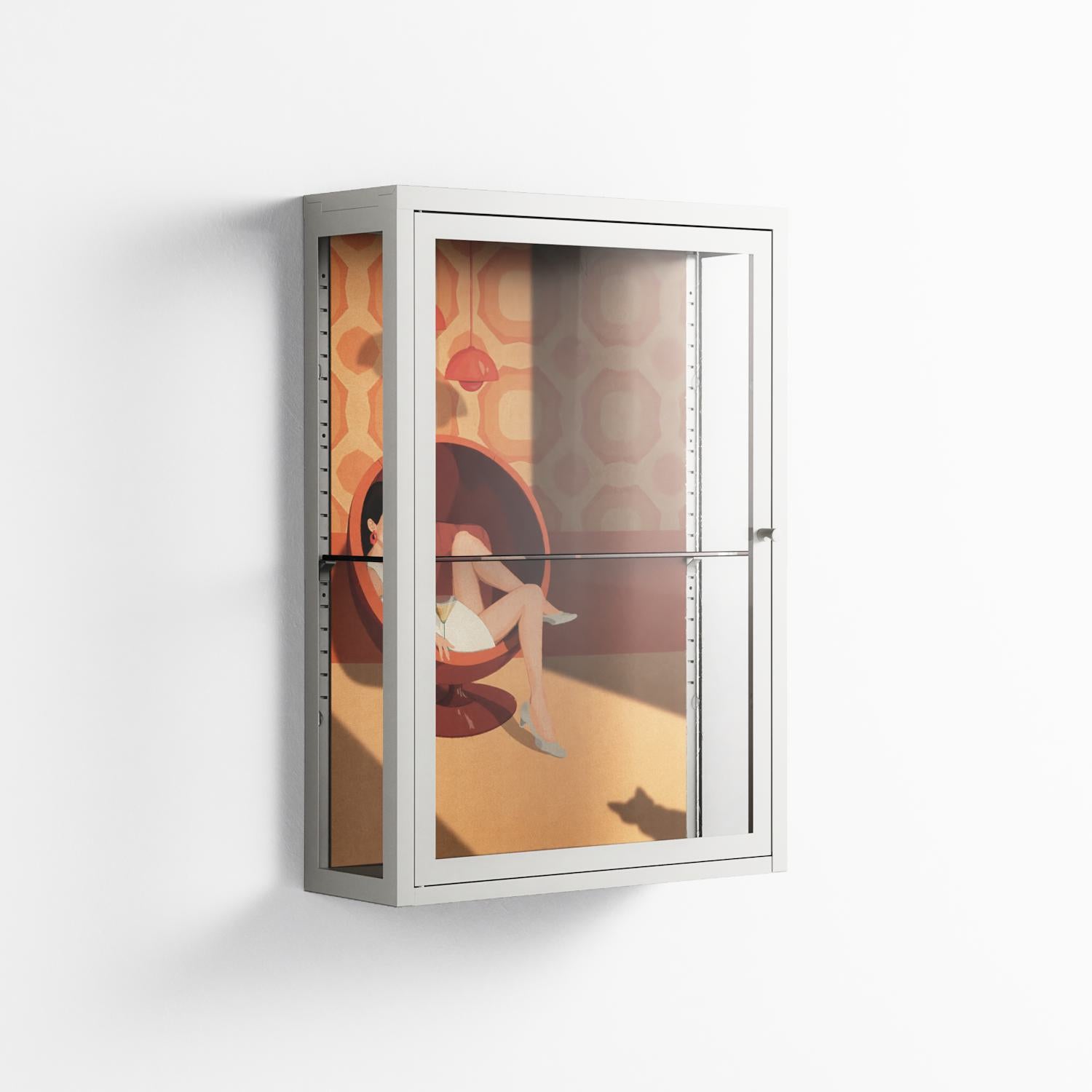 Women In Ballchair - Wall Cabinet - Kristin Eriksson - Chalk - Clear glass